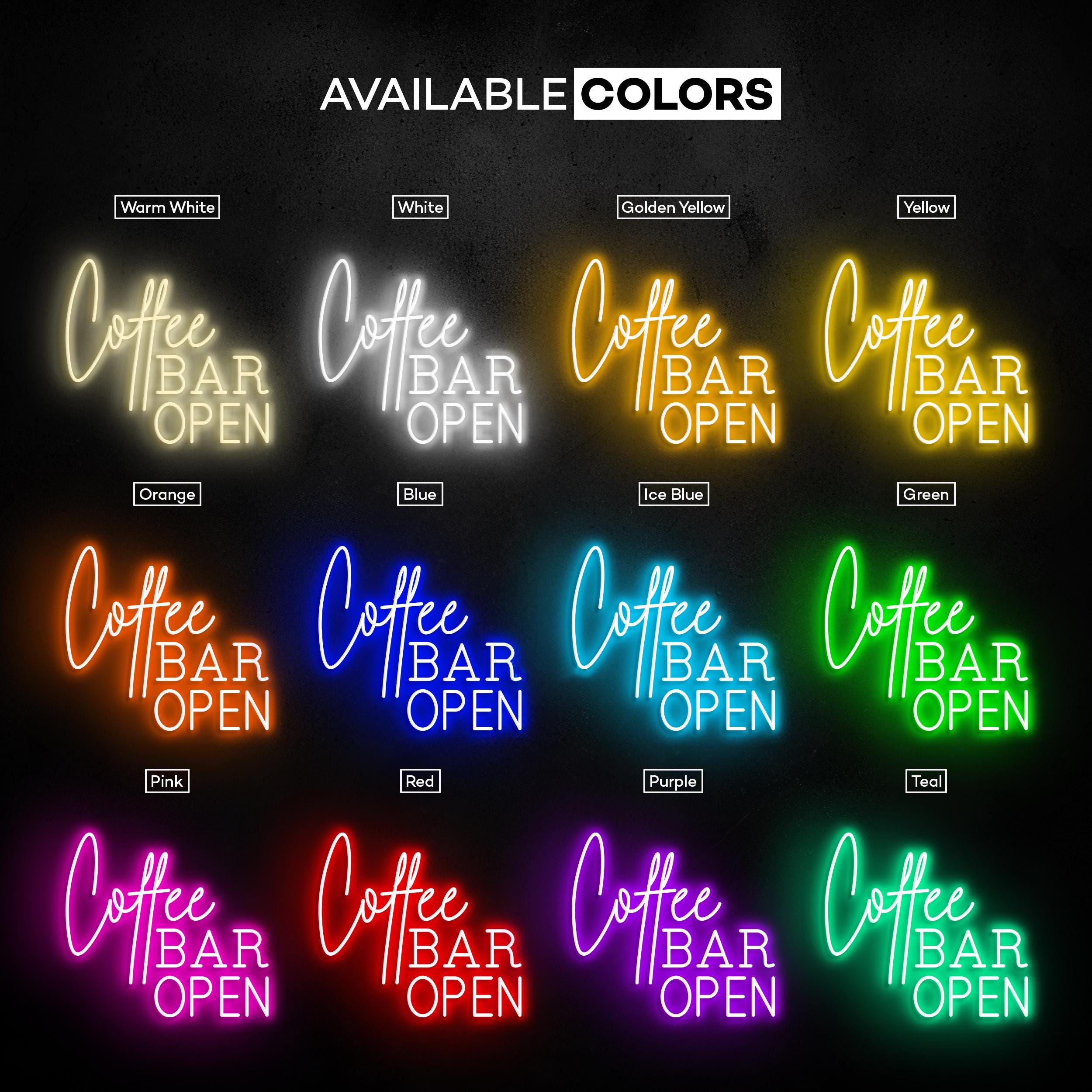Coffee Bar Open Neon Sign, Coffee Bar Open LED Light, Coffee Shop Wall Decor, Open Logo Neon Art, Cafe Bar Neon Light, Gift for Coffee Lover