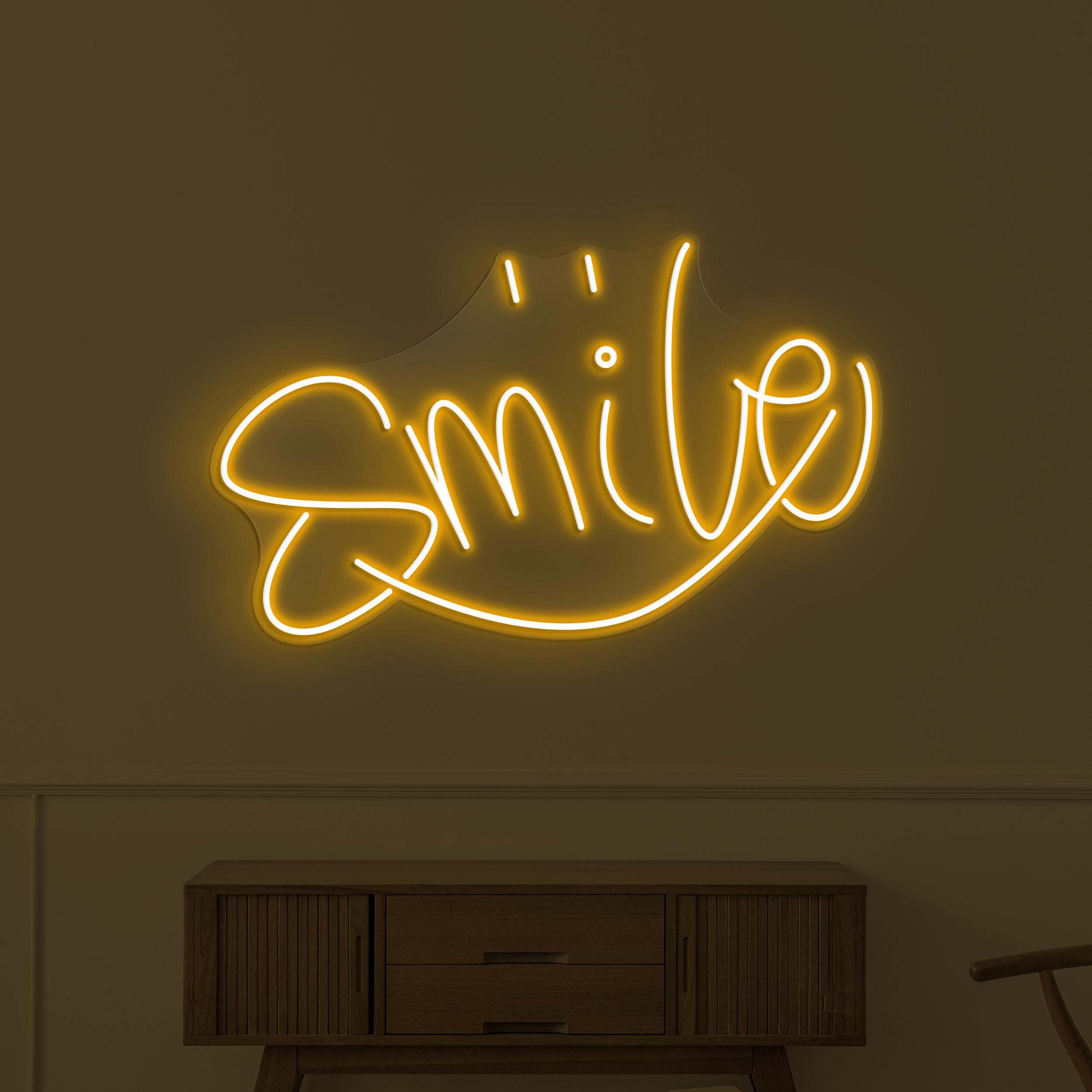 Smile Neon Sign, Smile LED Light, Happy Vibes Wall Decor, Smile Logo Wall Art, Decor for Home, Kids Room & Party, Happy Vibes Neon Sign