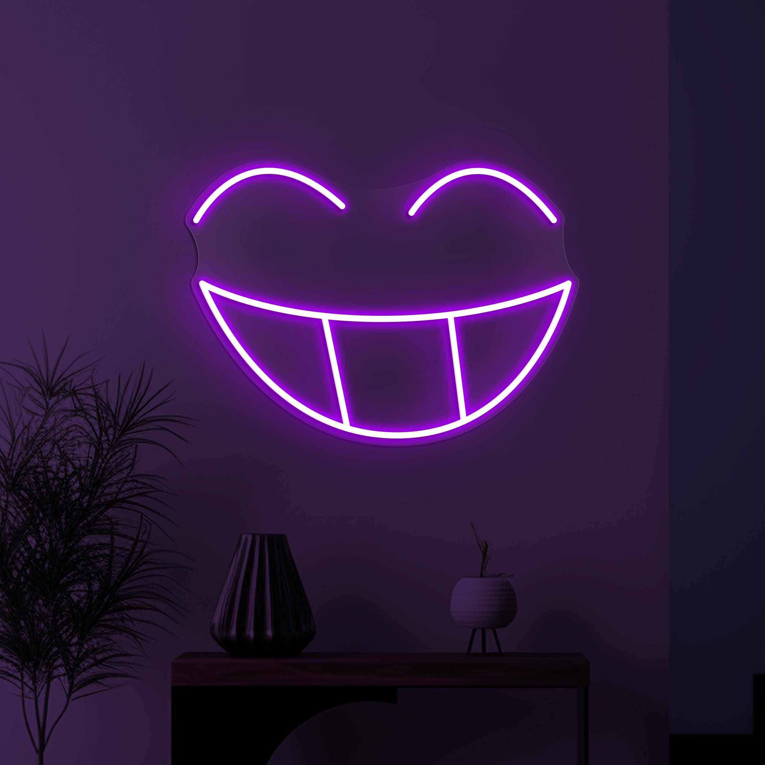 Smiley Face Neon Sign, Smiley Face Emoji LED Light, Big Smile LED Neon Art, Happy Face Wall Decor, Kids Room & Party Decor, Home Wall Art