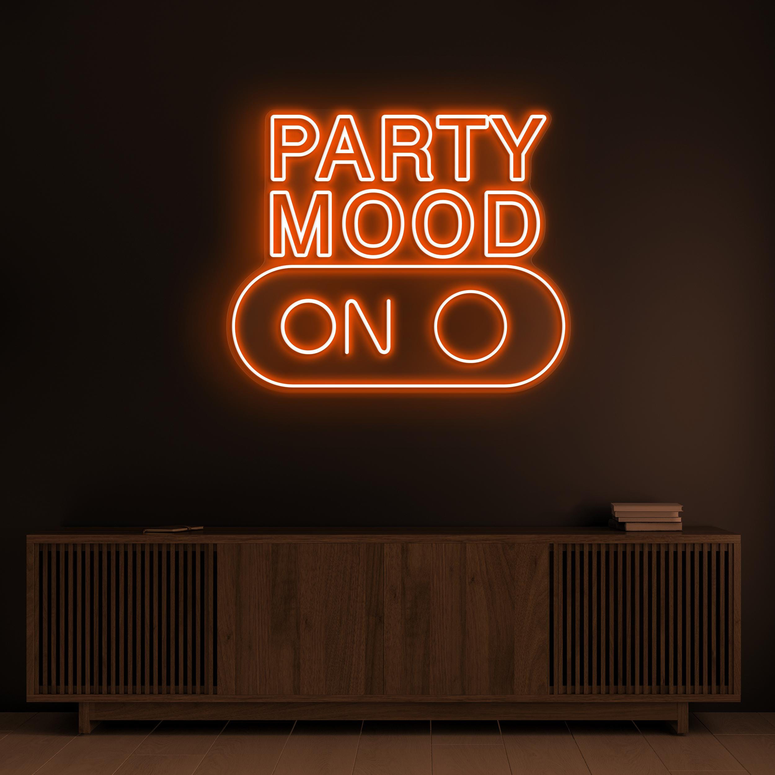Party Mood On Neon Signs, Party Mood On LED Light, Party Wall Art, Birthday Party Wall Decor, Neon Sign for, Engagement, & Wedding Parties