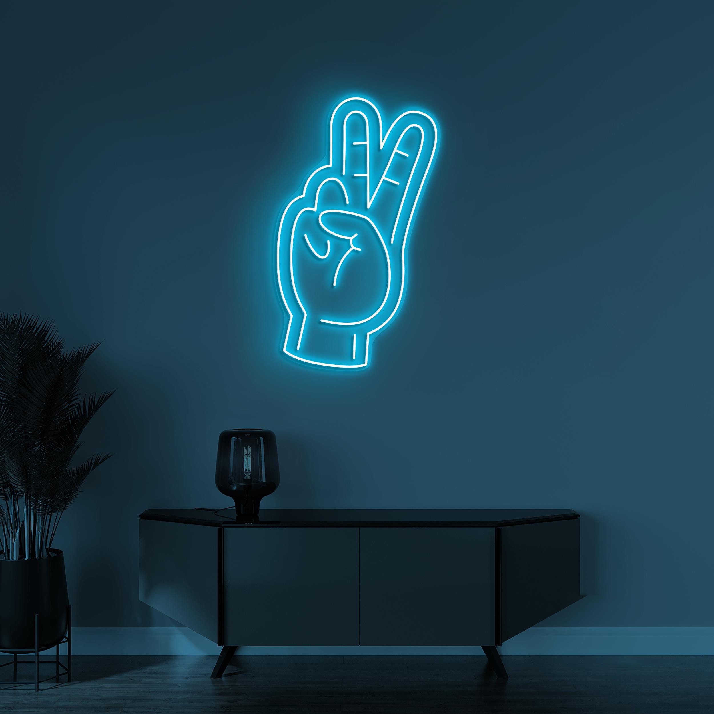 Hand Neon Sign, Victory LED Light, Positive Wall Decor, Peace Neon Sign, Home Neon Light, Cafe, Bar & Studio Led Sign, Game Room Decor