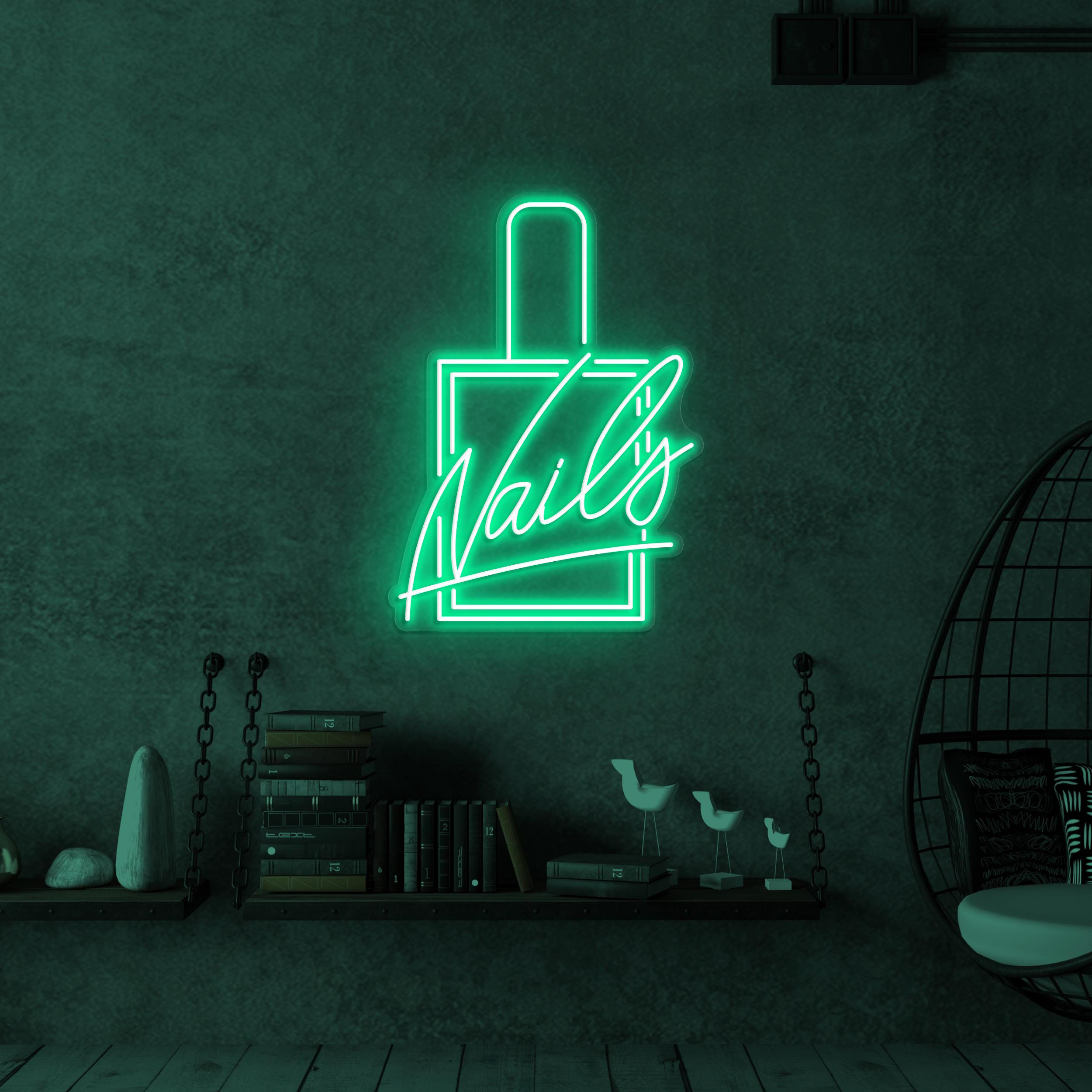 Nails Neon Sign, Nails LED Light, Nail Polish Wall Decor, Nail Logo Wall Art, Beauty Salon Decor, Nail Artist Home Decor, Nail Salon Sign