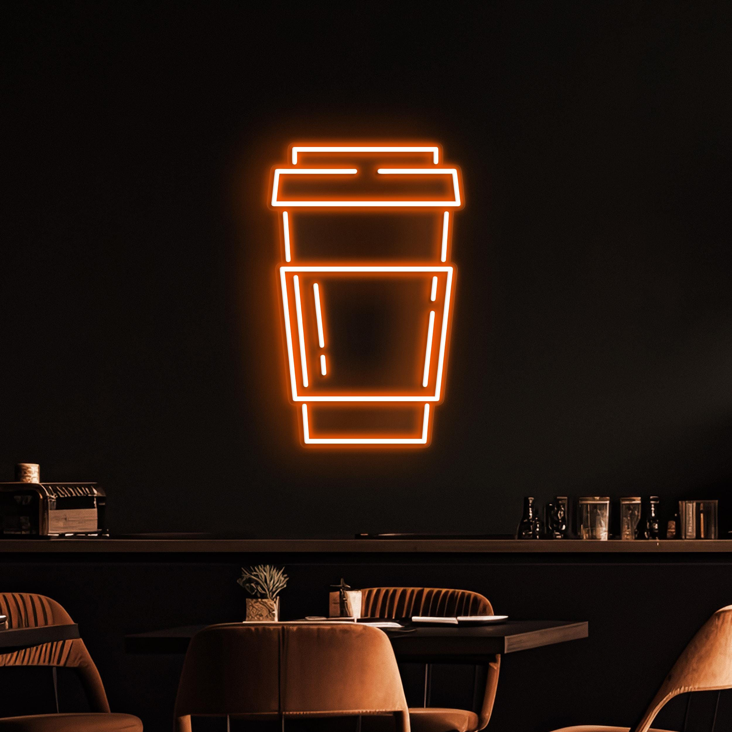 Coffee Cup Neon Sign, Coffee Cup LED Light, Coffee Shop Wall Art, Cafe and Bar Neon Light, Kitchen Wall Decor, Takeaway Coffee Neon Art