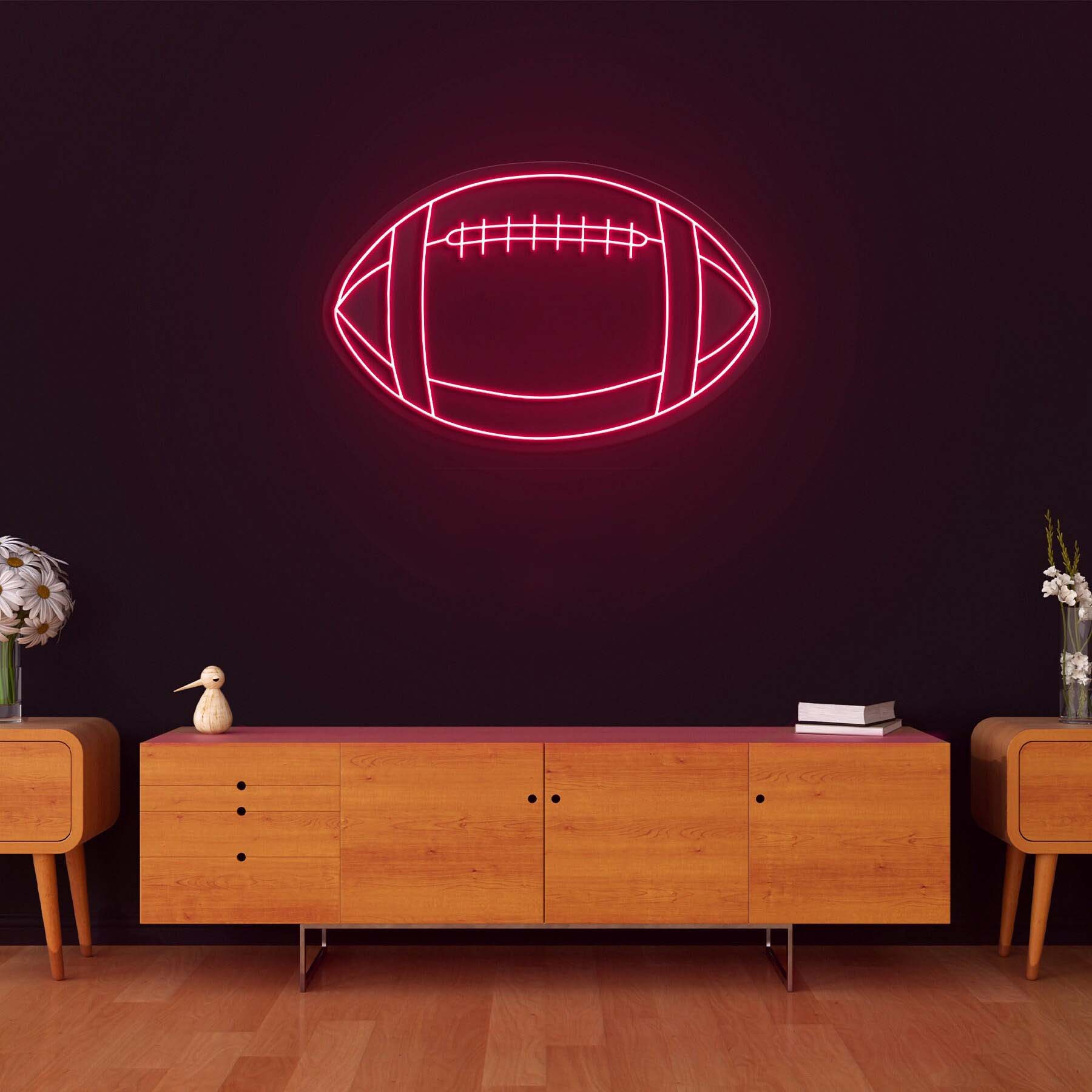 Rugby Ball Neon Sign, LED Rugby Ball Décor Sign, Football Shape Neon Signs, Sports Room Gift for Rugby Fans, Bedroom Lights, Game Room Decor