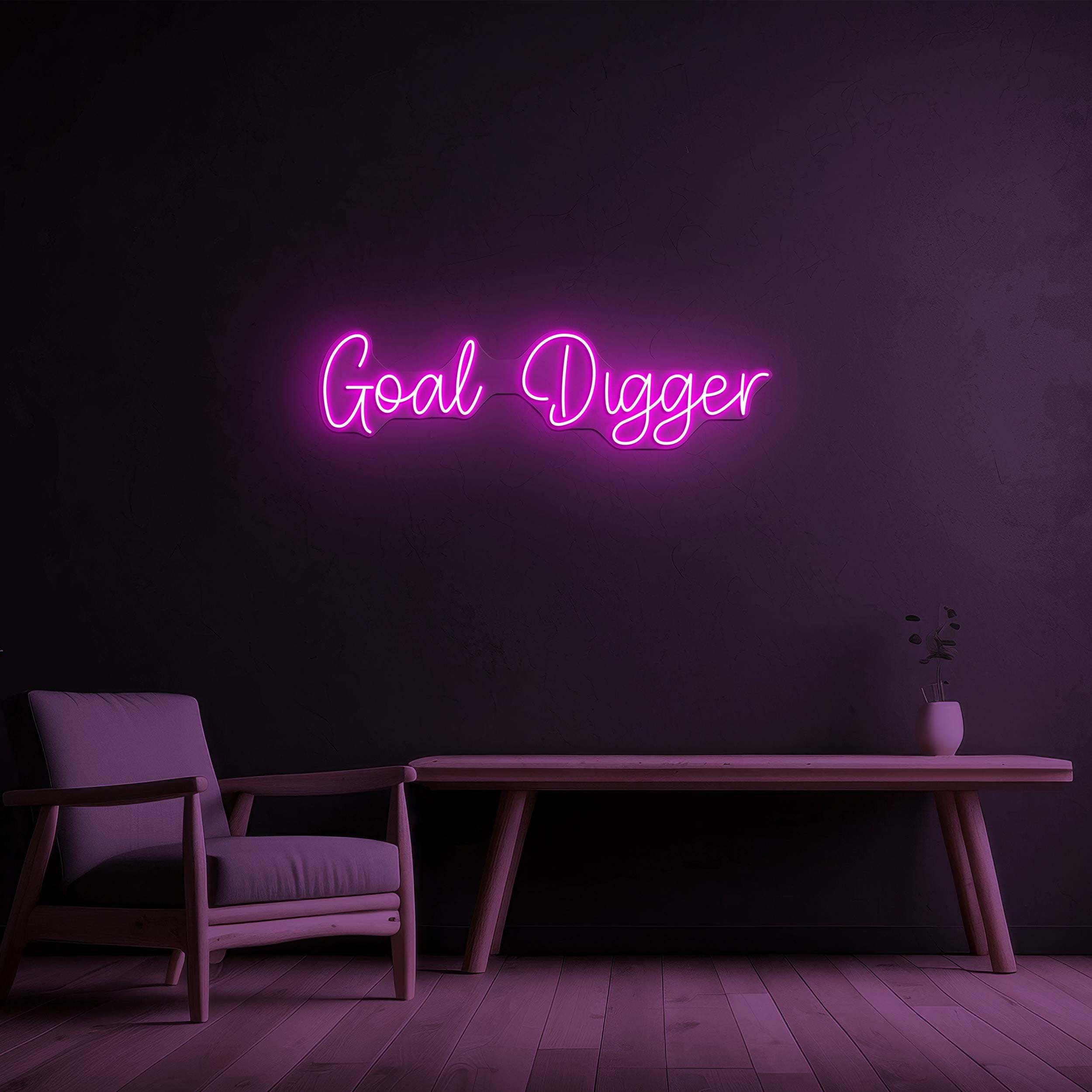 Goal Digger Neon Sign, Goal Digger LED Light, Goal Digger Wall Art, Room Home Office Decor, Achiever Sign, Inspirational Art, Work Area Sign