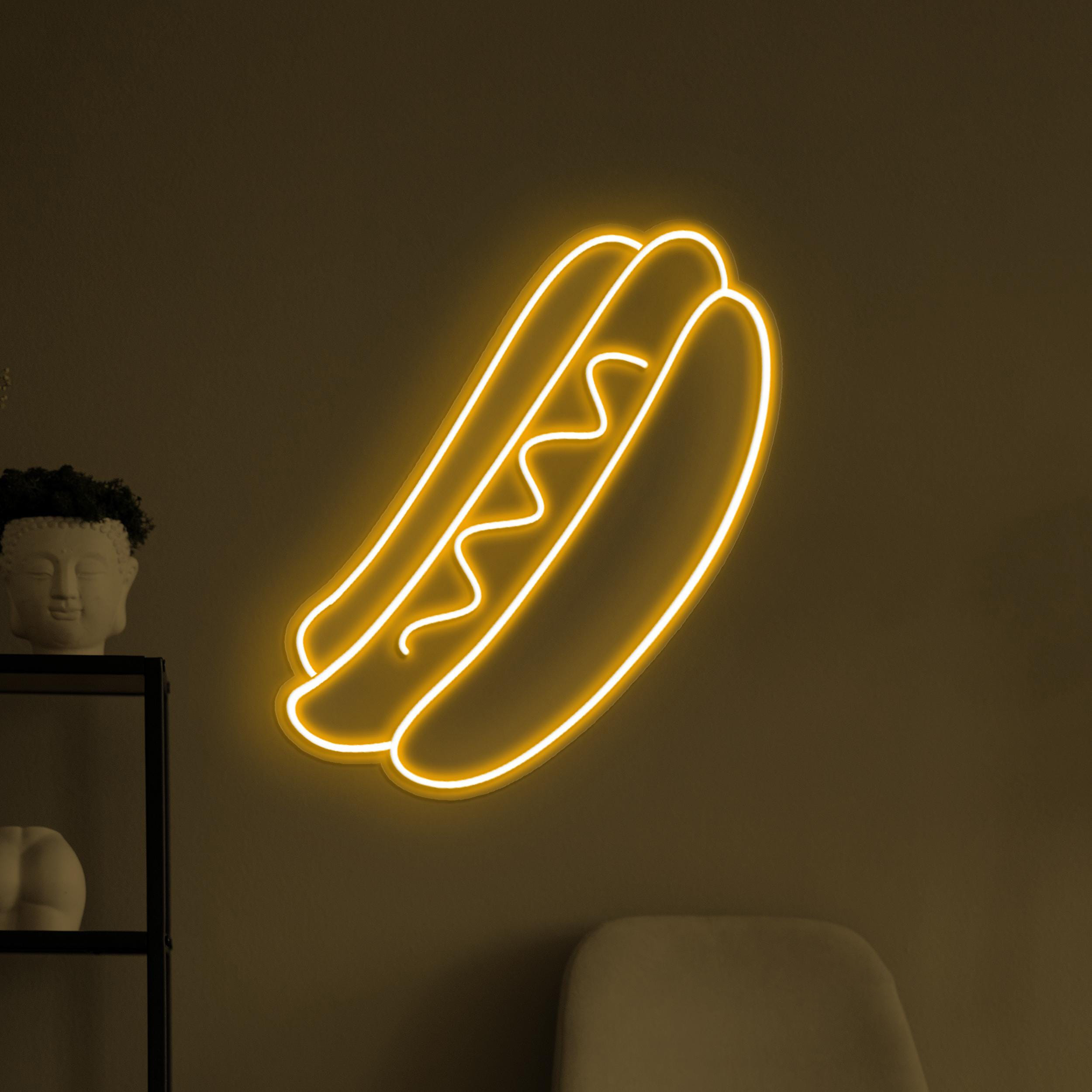 Hot Dog Neon Sign, Hot Dog LED Light, Fast Food Wall Decor, Fast Food Restaurants Wall Art, Hot Dog Shop Sign, Kitchen Decor, Hot Dog Lover