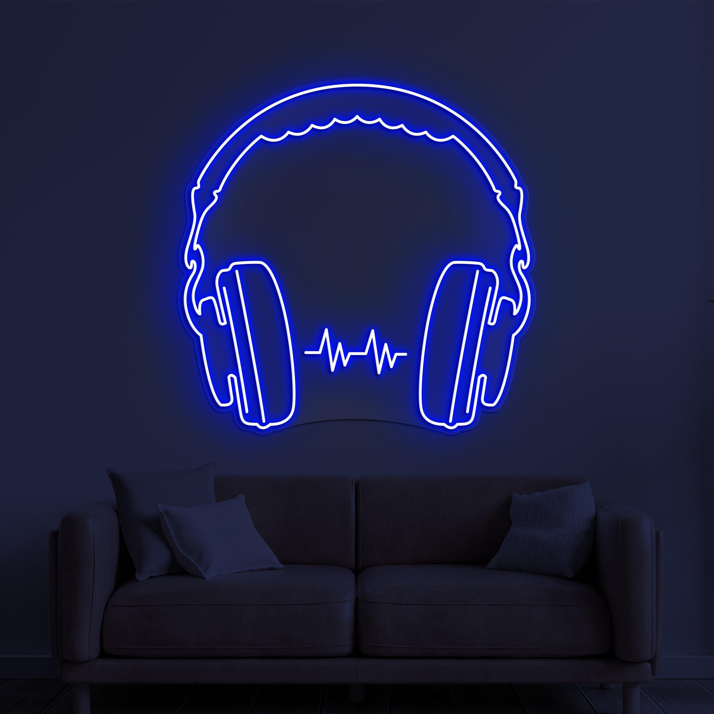 Headphones Neon Sign, Headphones LED Light, Music Room Wall Decor, Music Love Wall Art, Music Studio Decor, Headphones with Beat Art Sign