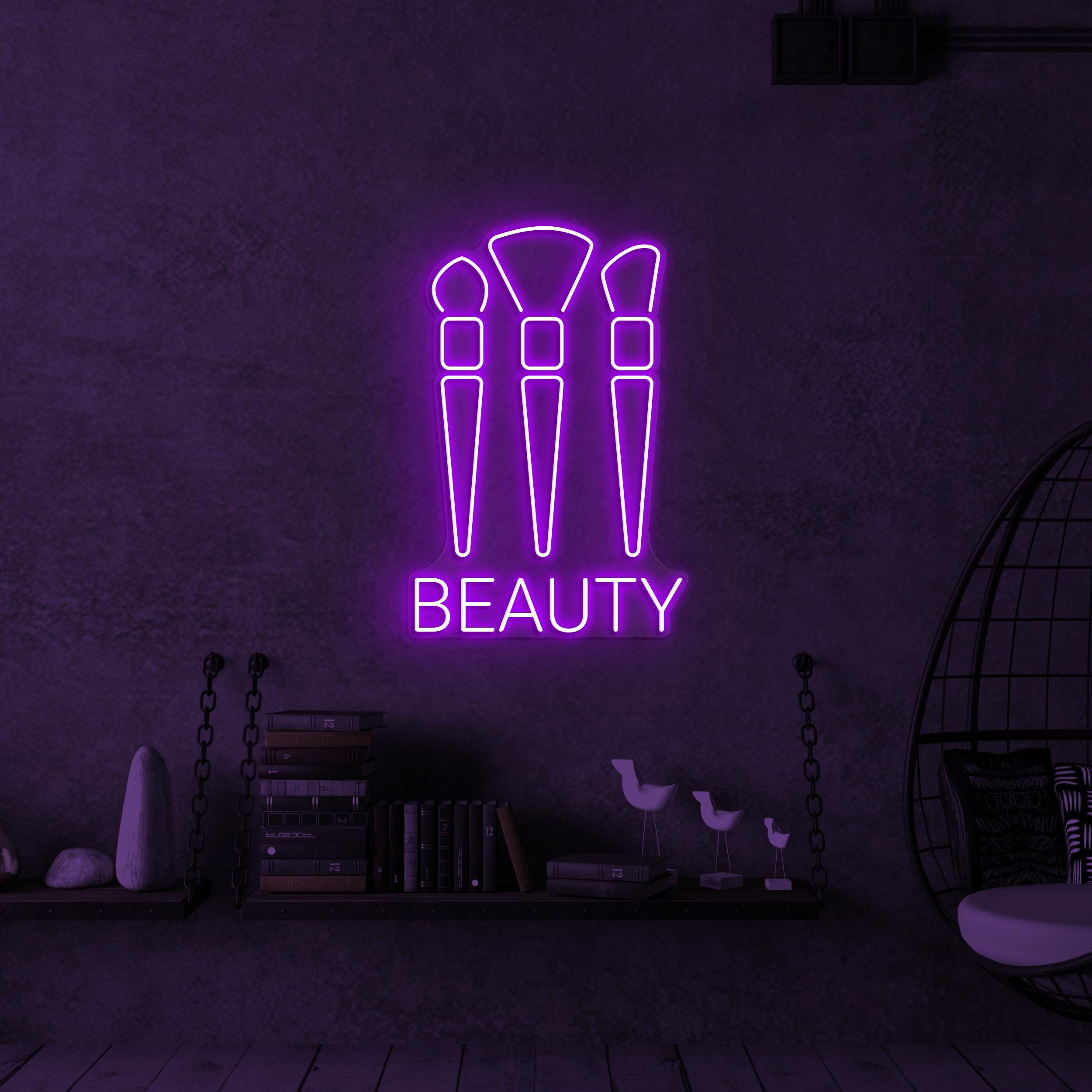 Beauty Neon Sign, Beauty LED Light, Makeup Brushes Wall Decor, Glam Wall Art, Personalized Neon Sign, Home Salon Sign, Girls Room Wall Decor