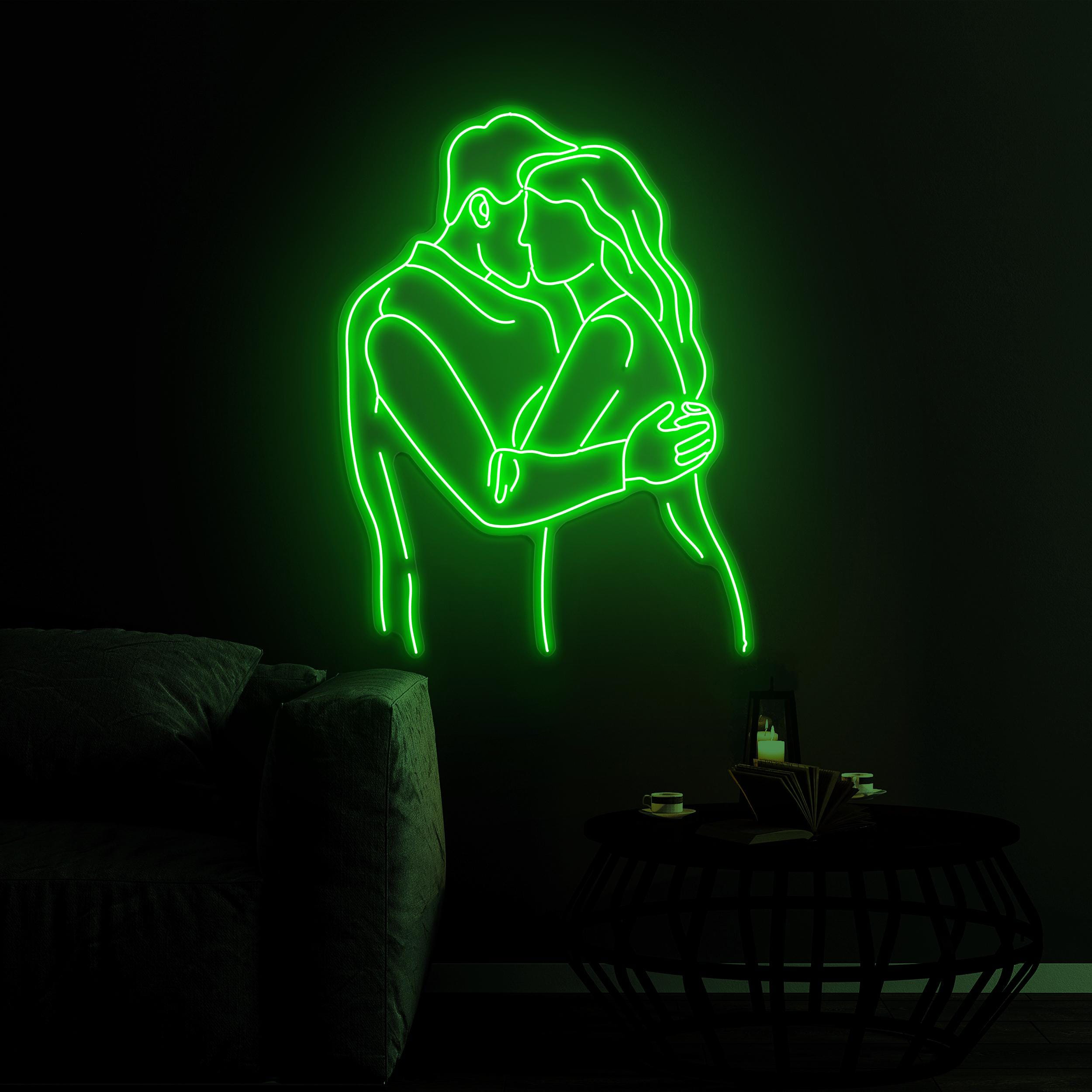 Couple Hug Neon Sign, Couple Hug LED Light, Kissing Couple LED Neon Art, Romantic Wall Decor, Couple Love Neon Sign, Wedding Wall Decor