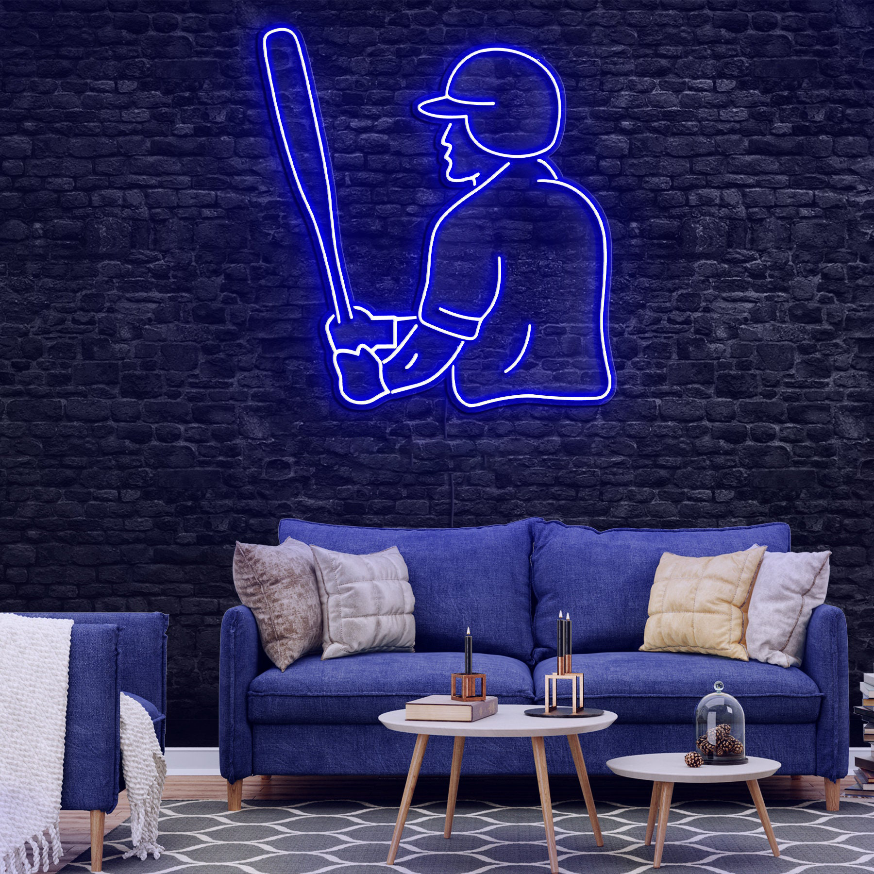 Baseball Player Neon Sign, LED Light for Sports Fans, Gaming Room Decor, Man Cave Wall Light, Sports Players Decor for Boys Room, Home Decor
