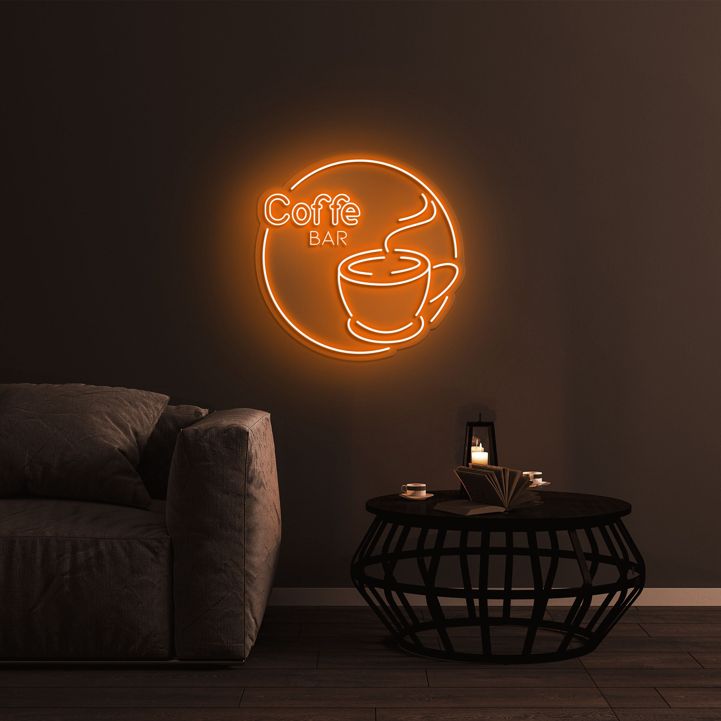 Coffee Bar Neon Sign, Coffee Cup Light, Open Sign, LED Neon Light, Decor for Coffee Lovers, Sign for Home, Cafe, Coffee Shop, Business Decor