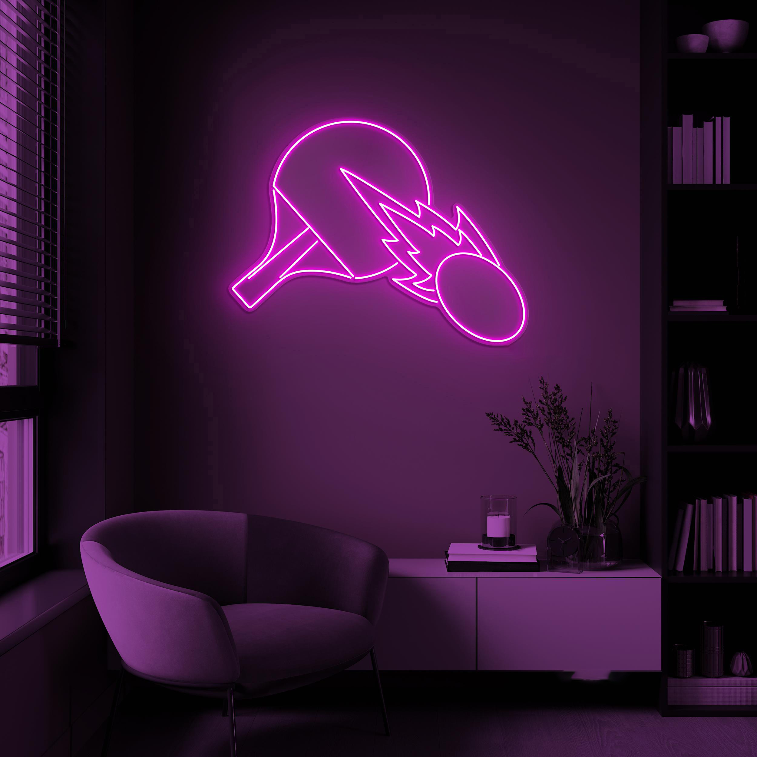 Table Tennis Neon Sign, Ping Pong LED Light, Table Tennis Racket Wall Decor, Table Tennis Ball Light, Sport Club Wall Art, Game Room Decor