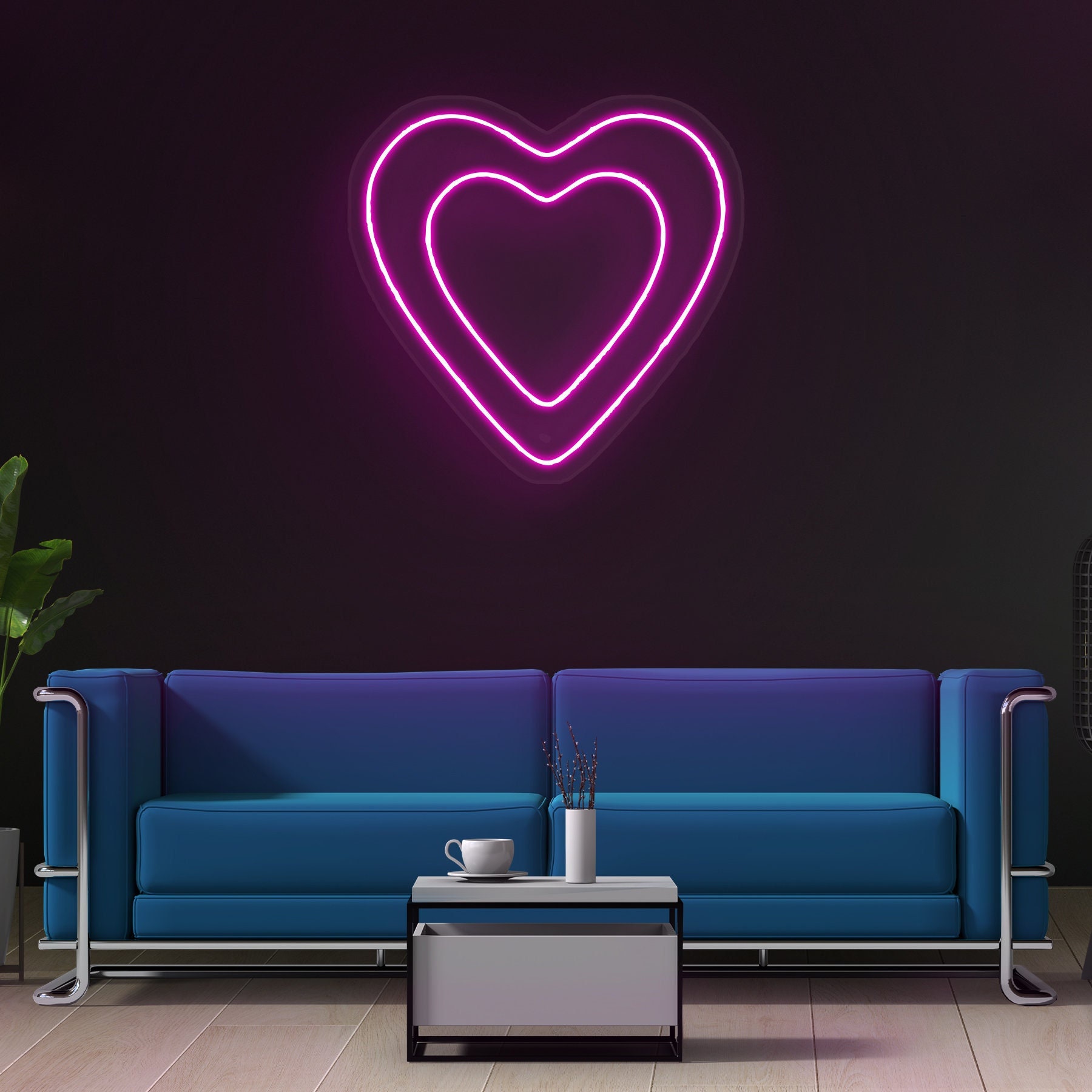 Heart in Heart Neon Sign, Romantic LED Wall Decor, Gift for Lovers, Weddings, Valentine's Day, Heart LED Light for Girl's Room, Party Decor