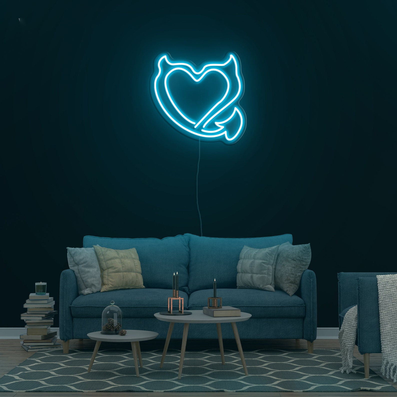 Devil Heart Neon Sign, Devilish Heart Wall Light, Heart Neon Sign, Heart Neon Lights for Bedroom, Wedding, Kids Room, Gift for Heart Lovers