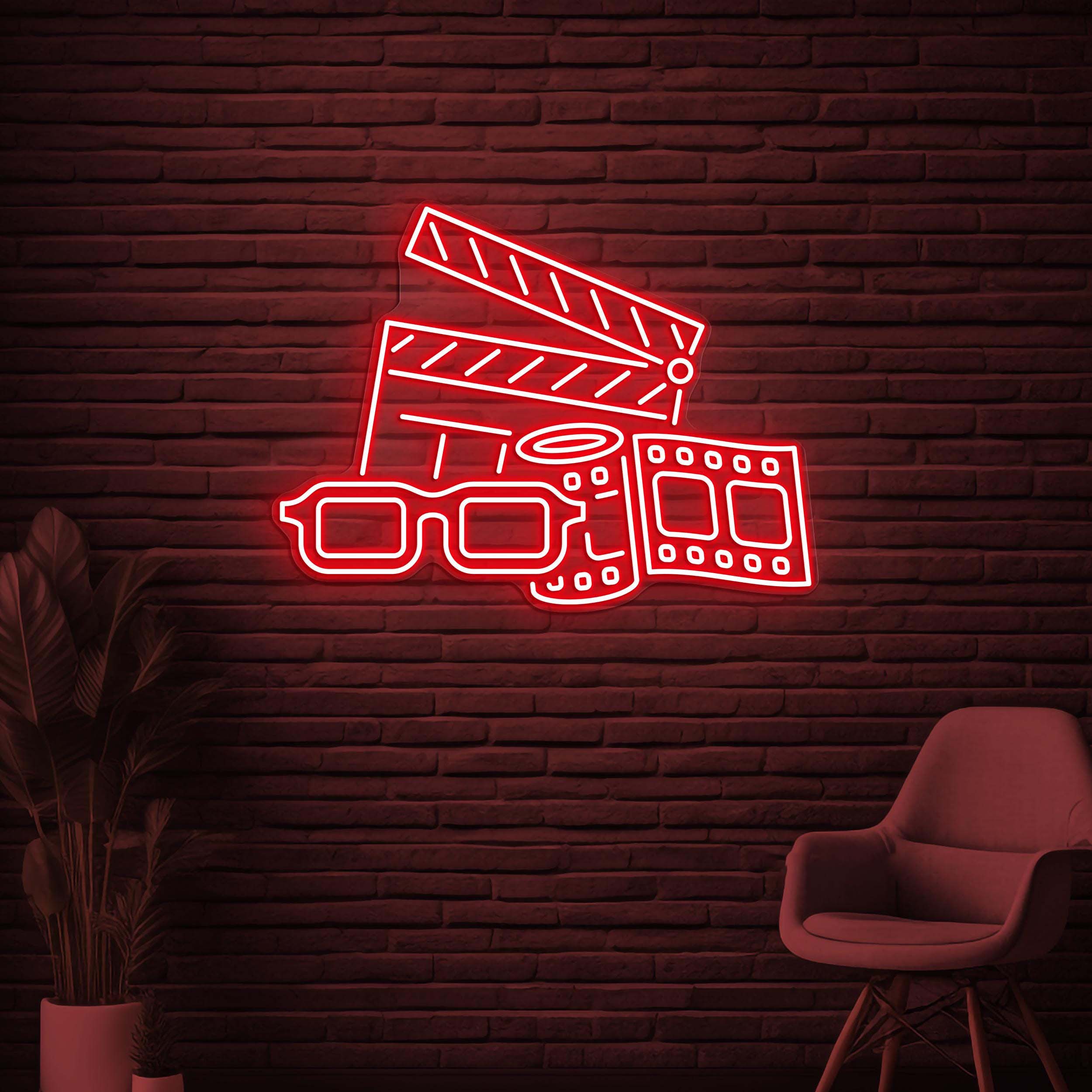 3D Cinema Neon Sign, 3D Cinema Glasses LED Light, Cinema Room Decor, Movie Magic Decor, Movie Action Sign, Movie Lover Gift, Home Wall Art