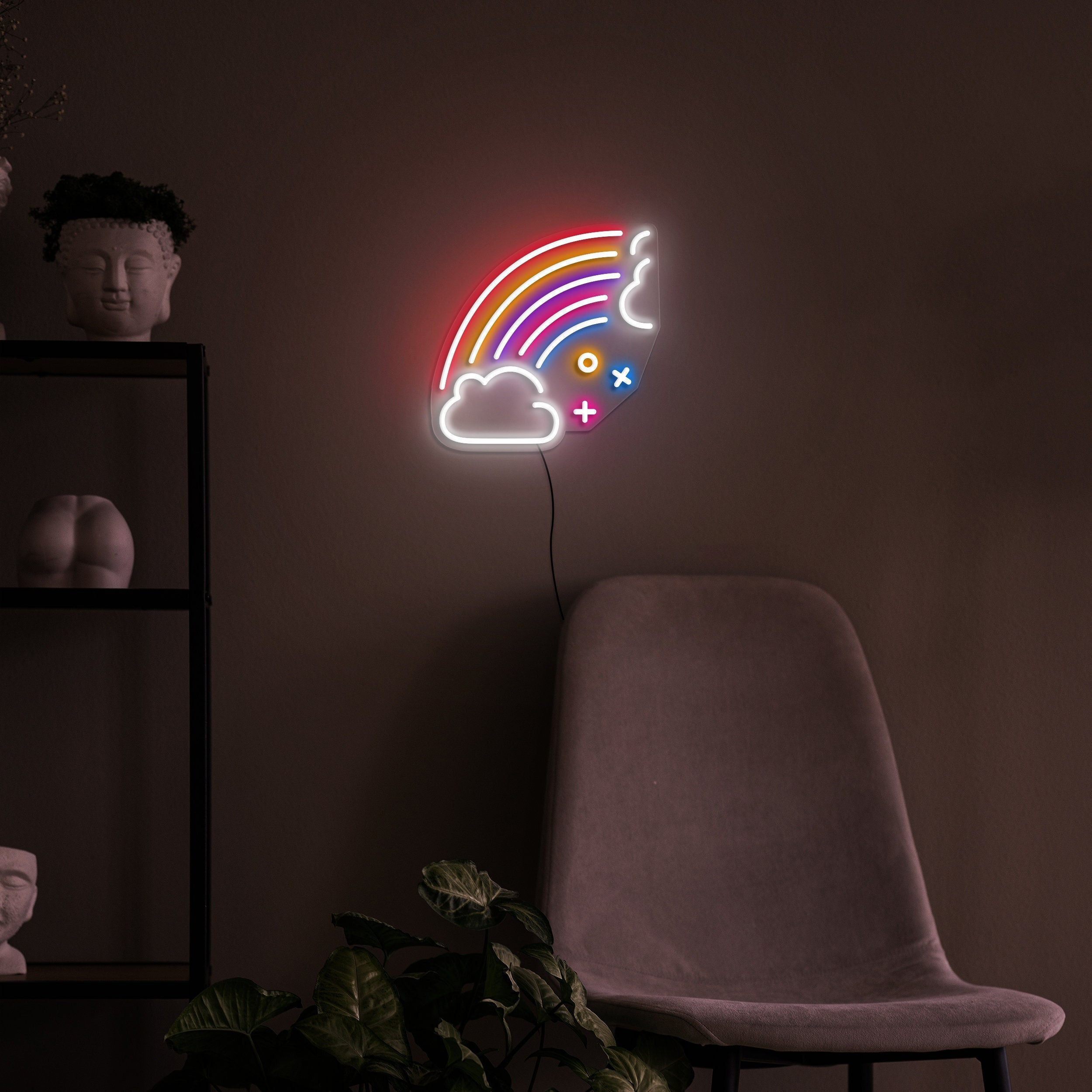 Rainbow Neon Sign, USB Powered LED Sign for Bedroom, Colorful Rainbow Cloud Night Light, Kids Room Decor, Party Decoration, Birthday Gift