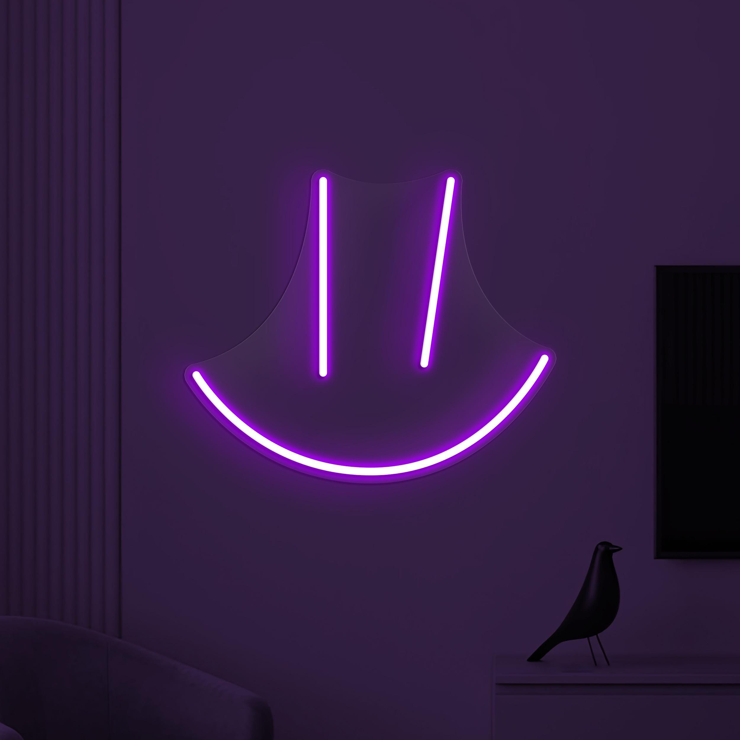 Minimal Smile Neon Sign, Minimal Smile LED Light, Smiley Face Wall Decor, Line Art Smile Wall Art, Happy Face Neon Light, Kids Room Decor