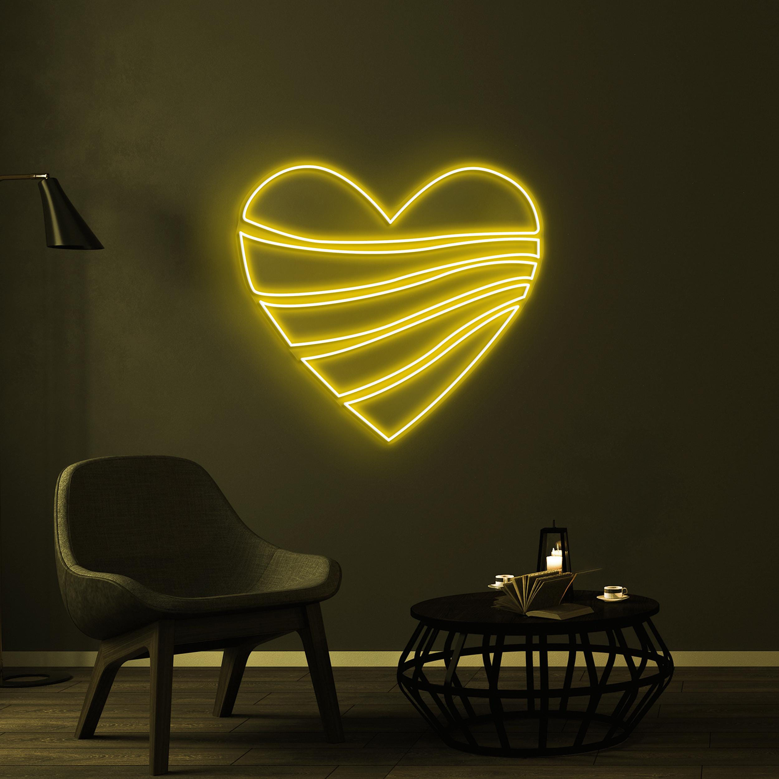 Heart Neon Sign, Heart LED Light, Love Waves Wall Decor, Couple Room Wall Art, Romantic Couple Gift, Heart Pieces Neon Light, Wedding Decor