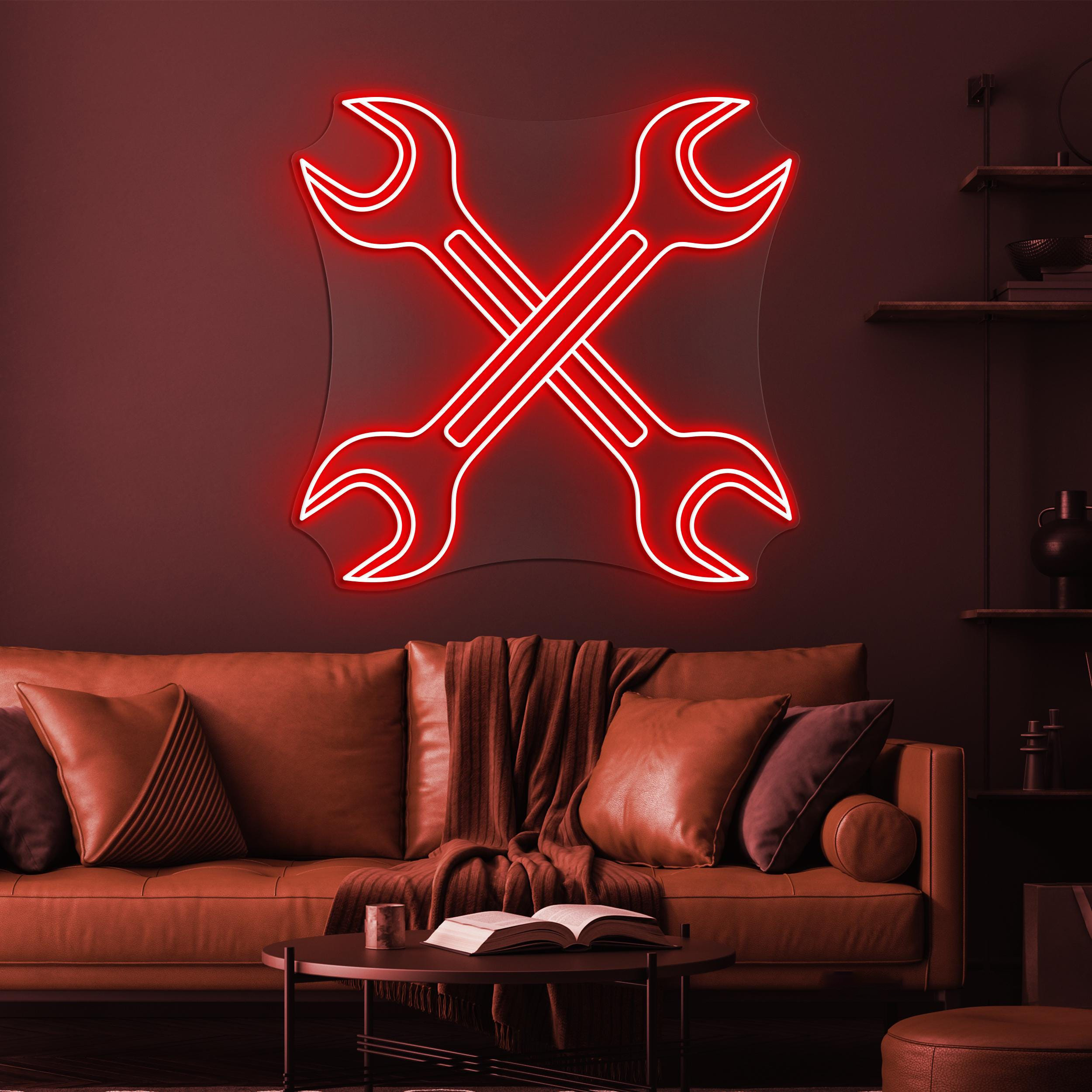 Wrenches Neon Sign, Wrenches LED Light, Mechanic Wall Decor, Garage Wall Art, Work Shop Neon Light, Car & Bike Repair Shop Art, Tools Decor