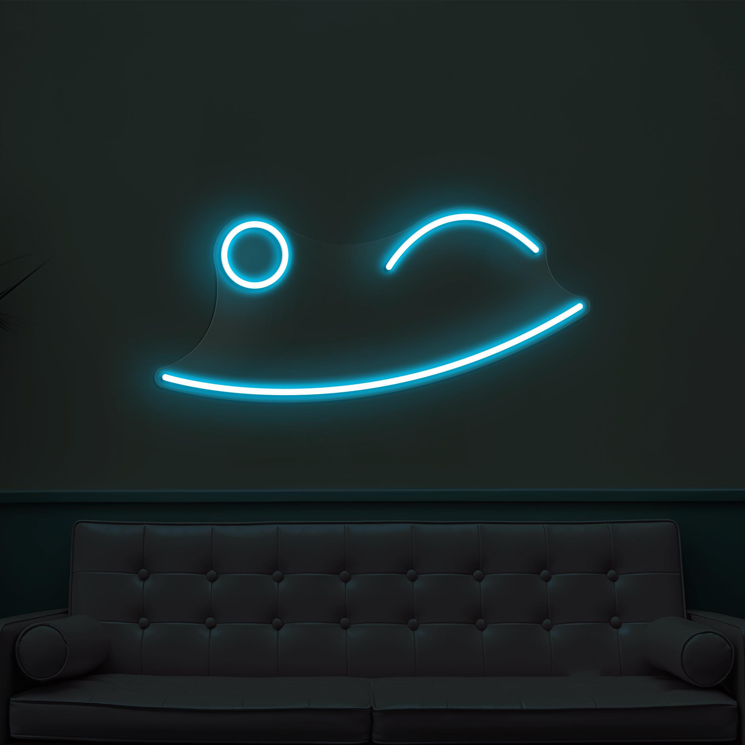 Wink Face Neon Sign, Wink Face LED Light, Winking Emoji Wall Decor, Playful Face Wall Art, Nursery Room Neon Light, Home, Cafe & Bar Decor