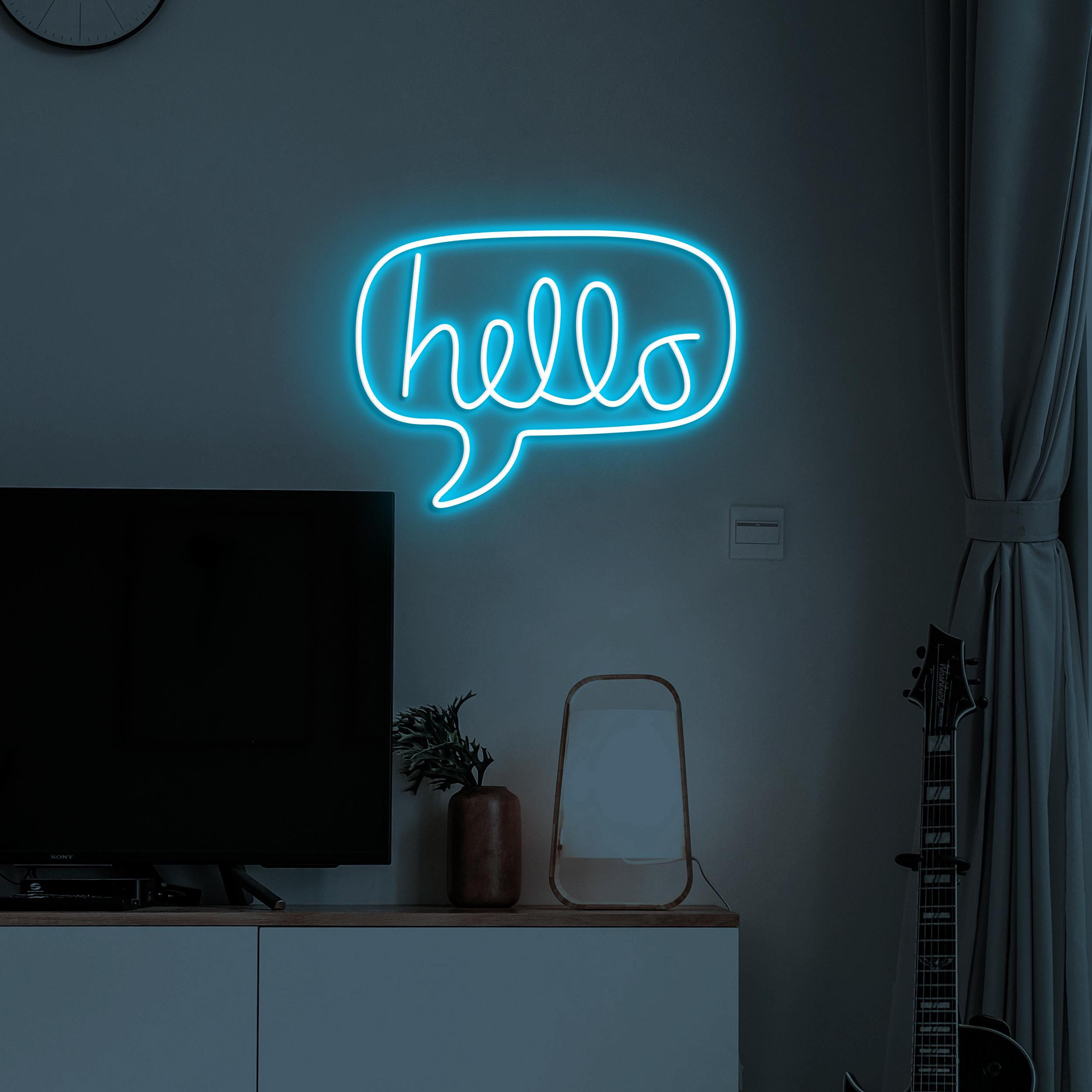 Hello Neon Sign, Hello LED Light, Hello Message Wall Decor, Welcome Wall Art, Chat Box Neon Light, Boy and Girl Room Decor, Entryway Sign