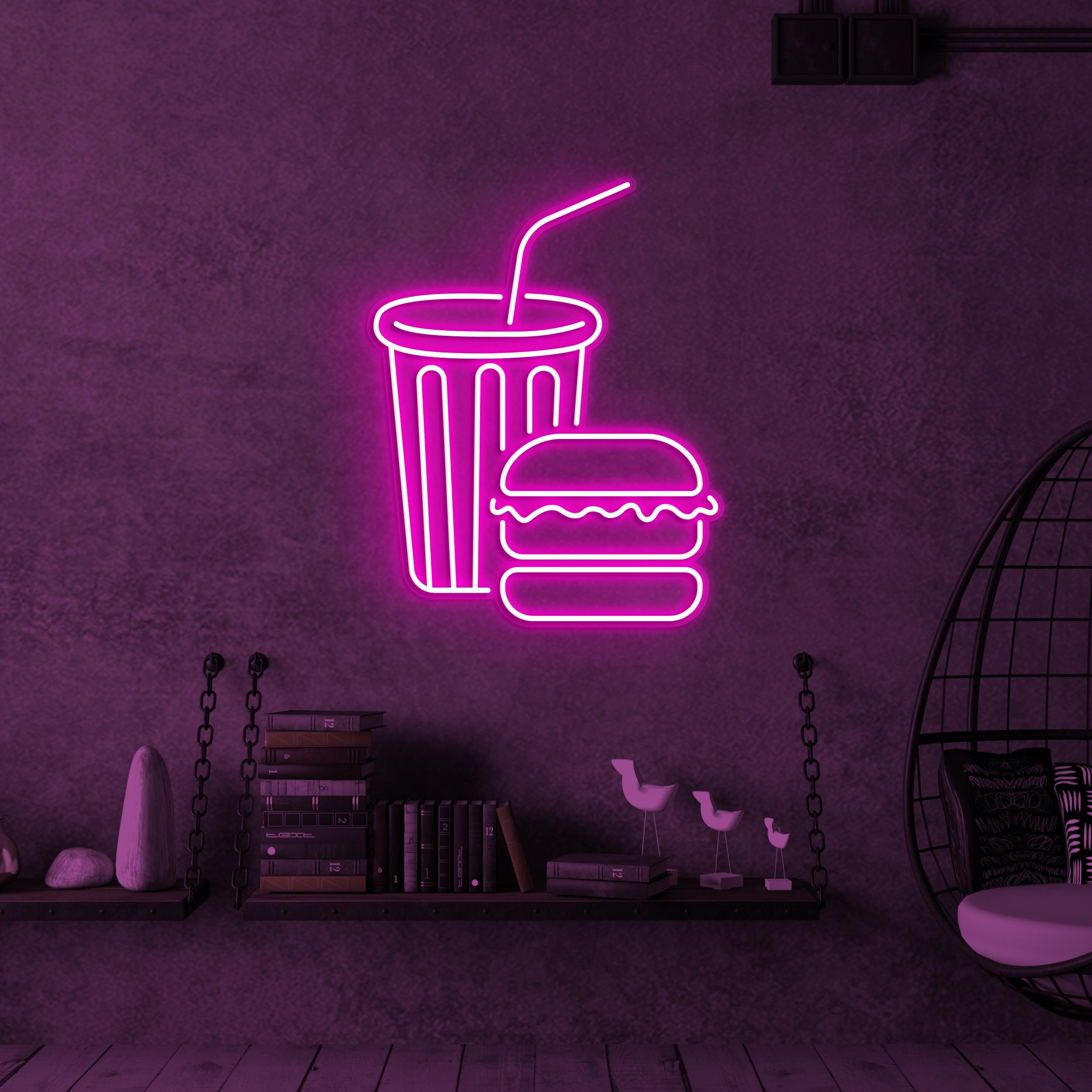Burger and Juice Neon Sign, Burger and Juice LED Light, Burger Wall Decor, Burger Shop Neon Sign, Fast Food Wall Art, Juice Shop LED Sign