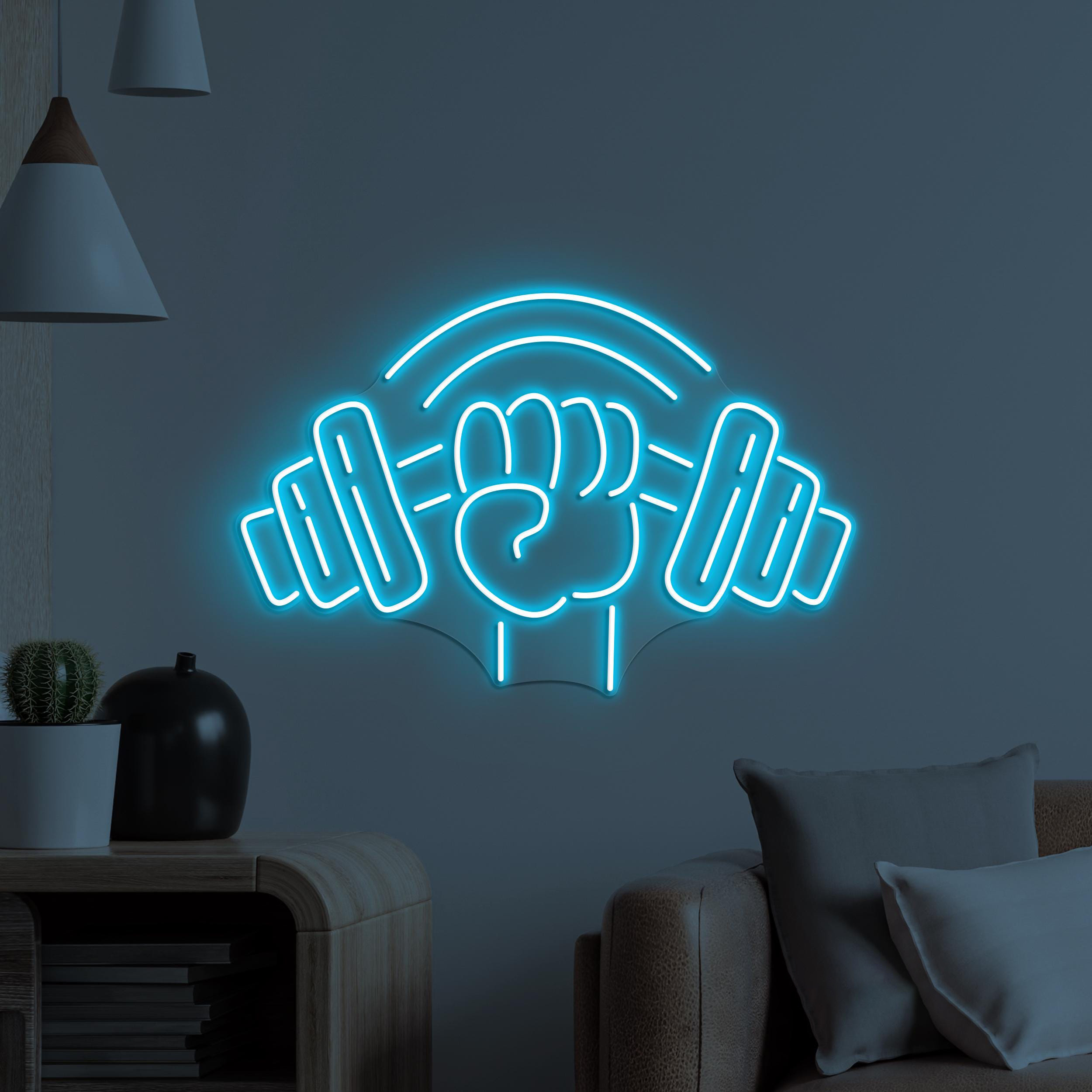 Weightlifting Neon Sign, Weightlifting LED Light, Dumbbell Wall Art, Hand Holding Dumbbell Decor, Gym Neon Light, Barbell & Fist Neon Art