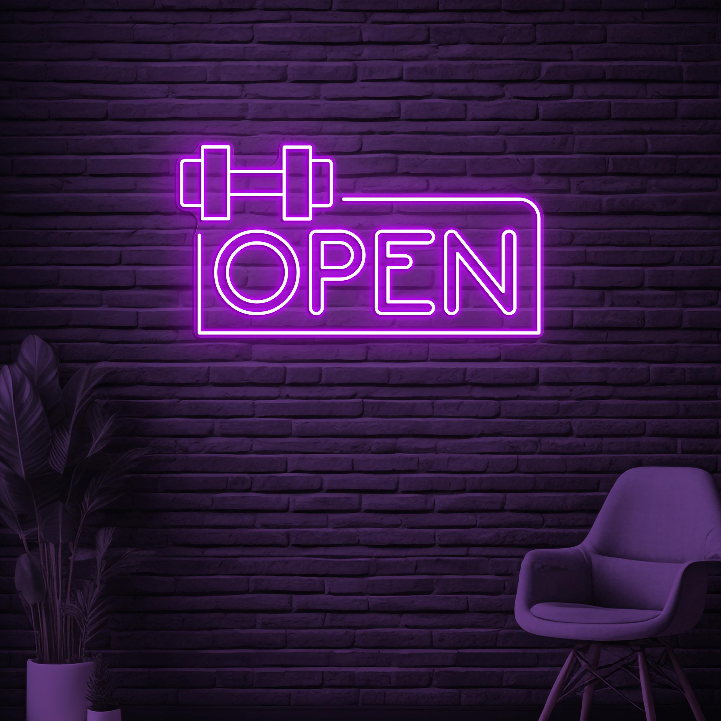 Open Gym Neon Sign, Open Gym LED Light, Gym Wall Decor, Gym Time Wall Light, Gym Room Neon Sign, Dumbbell Wall Decor, Business Logo Sign