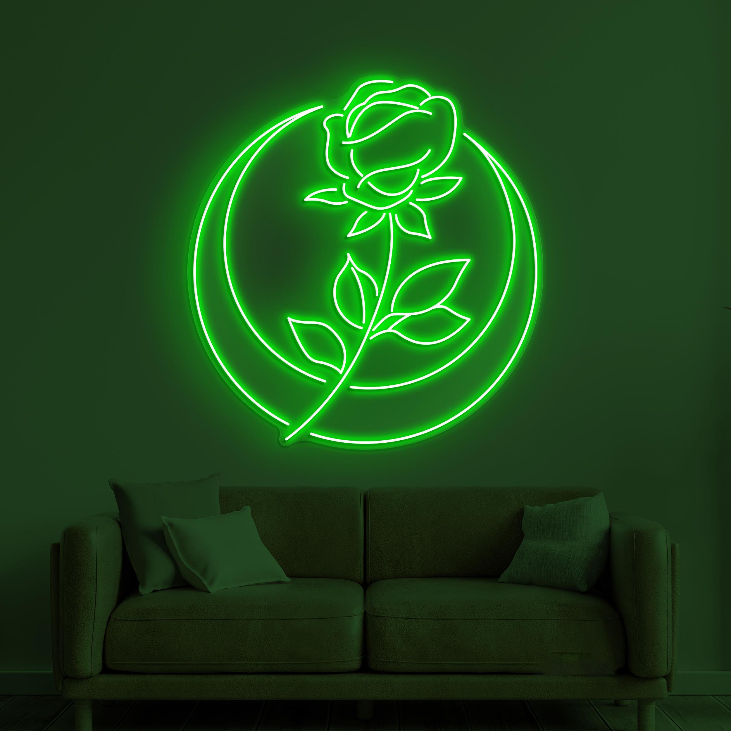 Moon Rose Flower Neon Sign, Moon Rose Flower LED Light, Flower Shop Wall Decor, Moon & Rose Wall Art, Wedding Party Decor, Moon Night Light
