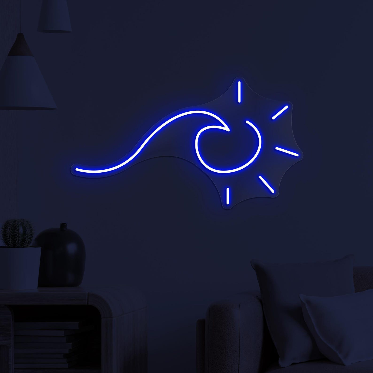 Wave With Sun Neon Sign, Wave With Sun LED Light, Wave & Sun Wall Decor, Beach Wall Art, Summer Vibes Neon Light, Kids Room Wall Decor