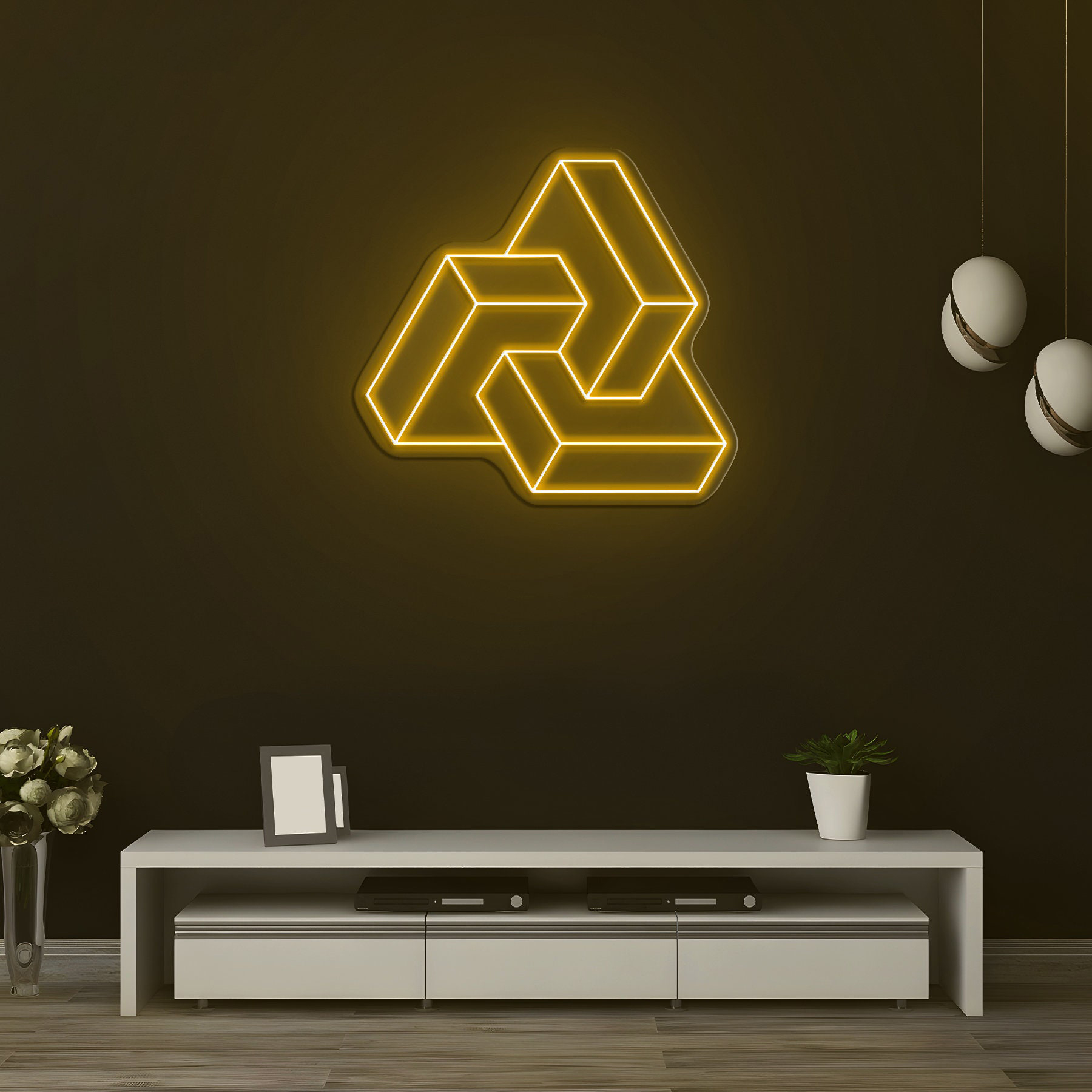 Interlocking Boxes Neon Sign, Geometric Wall Decor, LED Neon Light, Home Decor Sign, Wall Hanging Neon Art for Living Spaces, Lab Decor,Gift