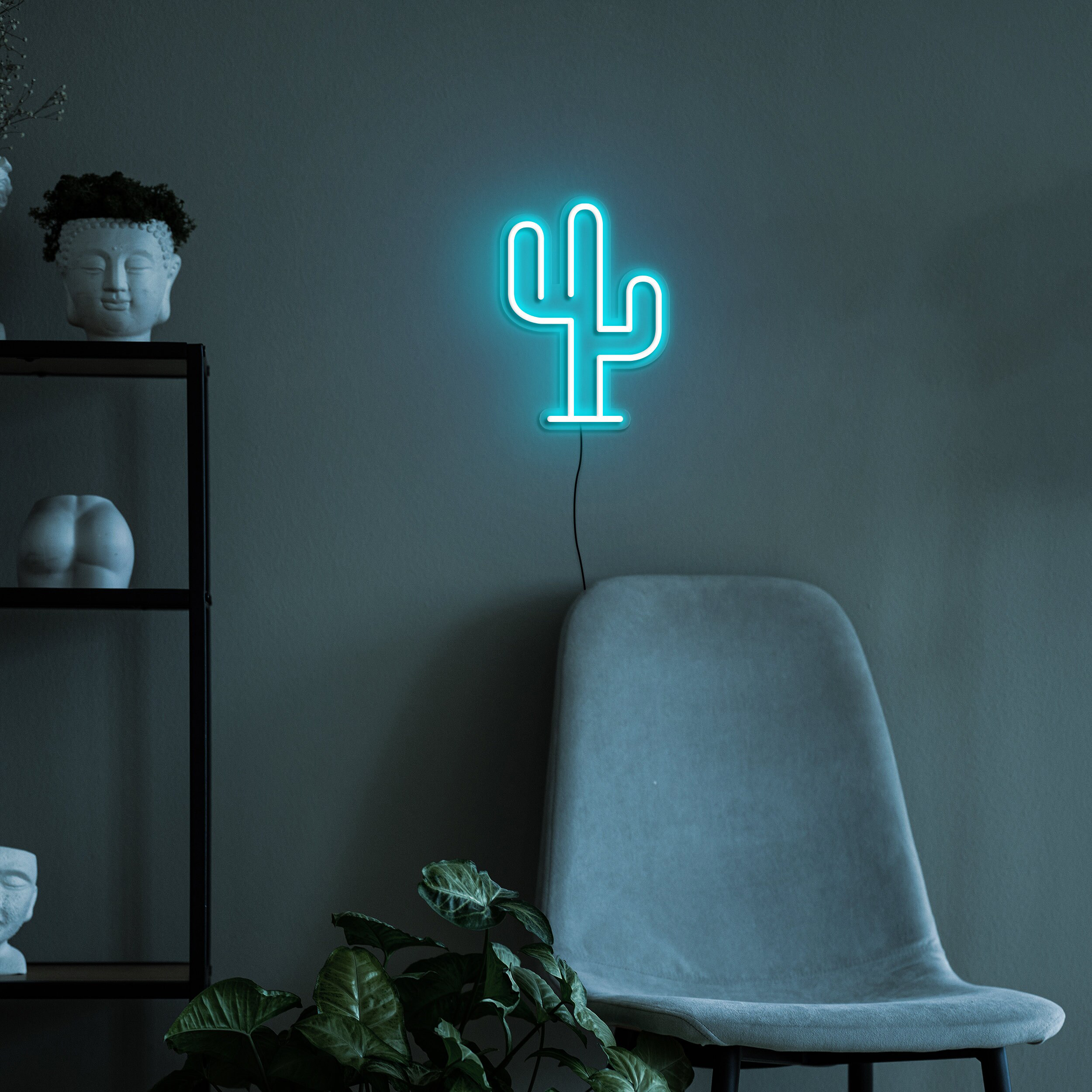 Cactus LED Neon Lights, USB Night Light with Dimmable Switch, Cactus Decor for Kid's Room or Bedroom, Cactus Lover Gift, Cactus Neon Sign