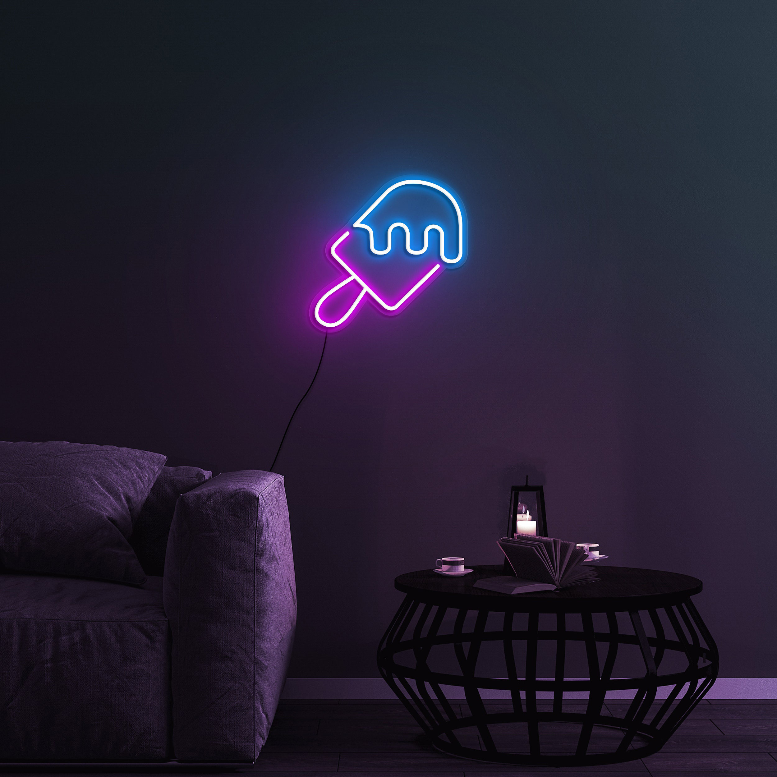 Popsicle Neon Sign, Ice Pop LED Light, USB Powered Bedroom Decor, Wall Art for Coffee Shop, Restaurant, Home, Desktop Decoration, Gift Idea