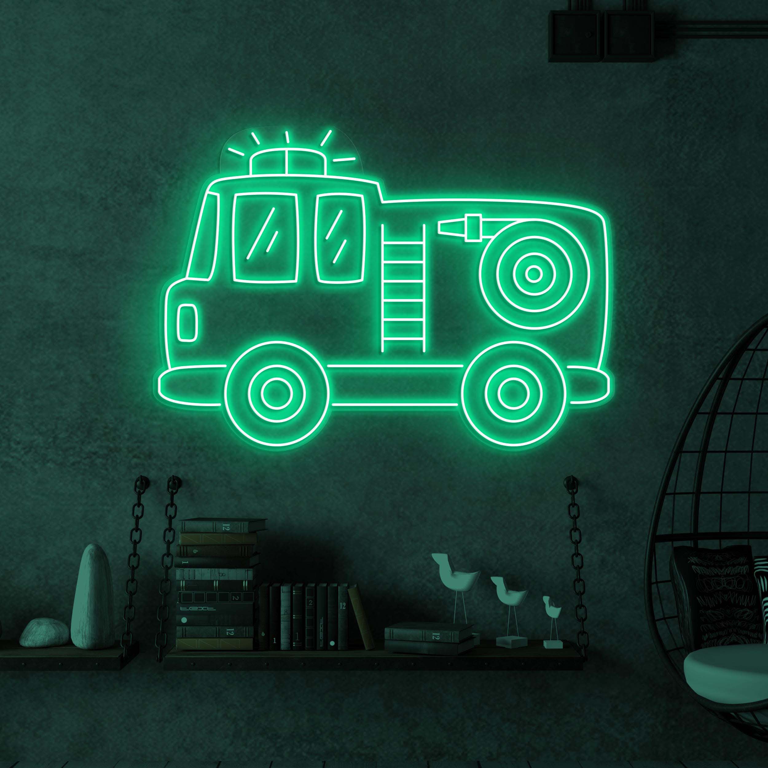 Fire Truck Neon Sign, Fire Truck LED Light, Firefighter Hero Wall Decor, Brave Firefighter Art, Firefighter Office Light, Rescue Room Decor