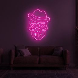 Skull In Hat & Sunglasses Neon Sign, Skull In Hat Sunglasses LED Light, Gift for Skull Lovers, Skull in Hat Wall Decor, Home and Shop Decor