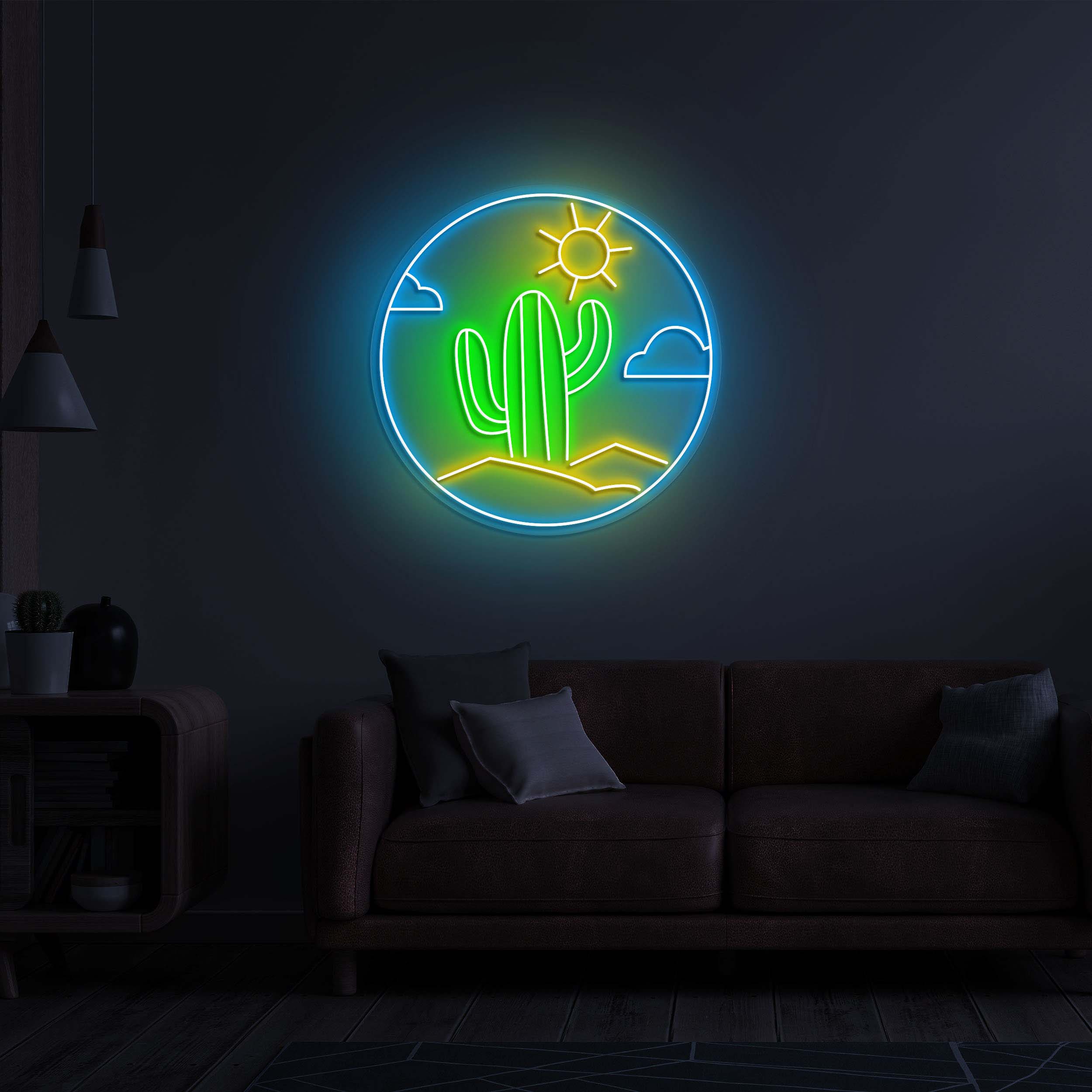 Desert Sunset Neon Light, Cactus Neon Sign for Bars and Southwest Events, Sunset Neon Decor, Gift for Desert Lovers, Cactus Neon Light Decor