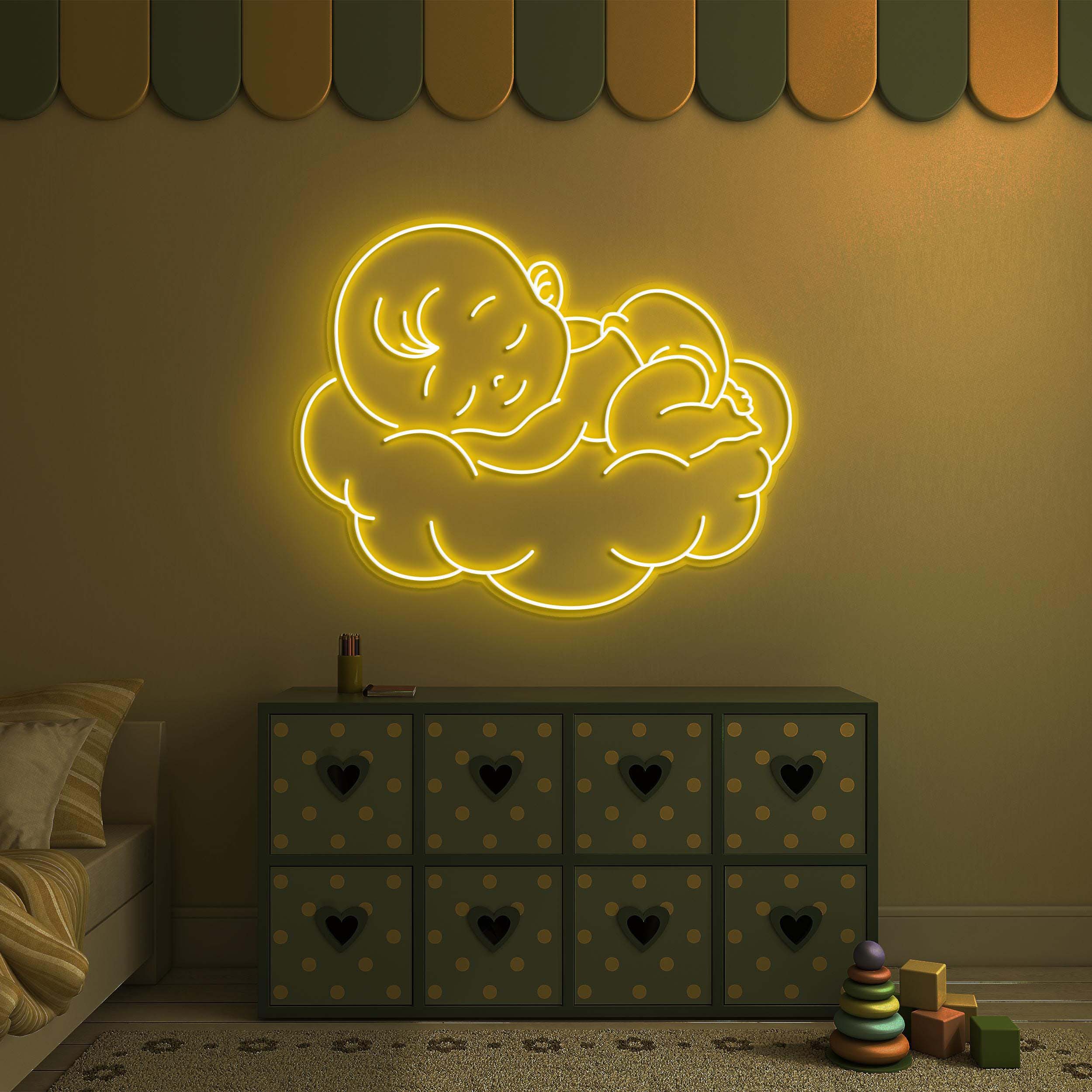 Sleeping Baby on Cloud Neon Sign, Sleeping Baby on Cloud LED Light, Sleeping Baby Wall Art, Cloud LED Decor, Home, Room, Newborn Party Decor