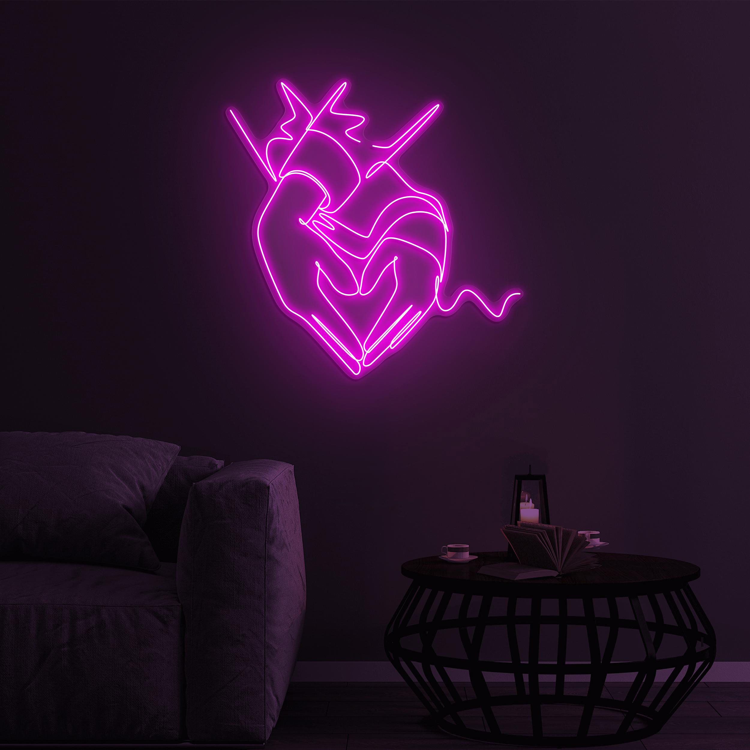 Holding Hands Heart Neon Sign, Holding Hands Heart LED Light, Romantic LED Neon Art, Couple Wall Decor, Home Wall Art, Romantic Love Sign