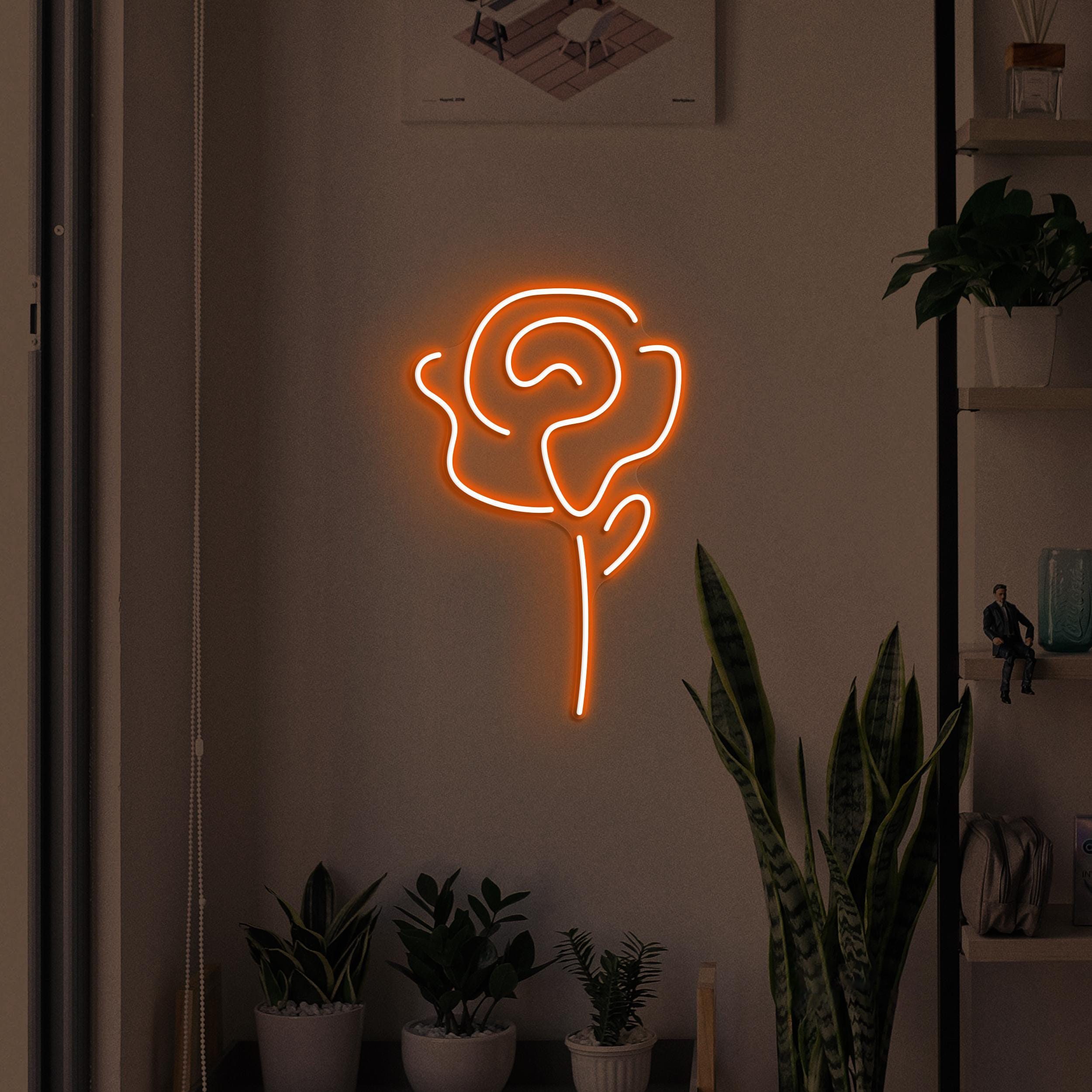Rose Neon Sign, Rose LED Light, Home Wall Art, Flower Shop Wall Decor, Romantic Rose Neon Light, Gift for Couple Room, Love Wall Light