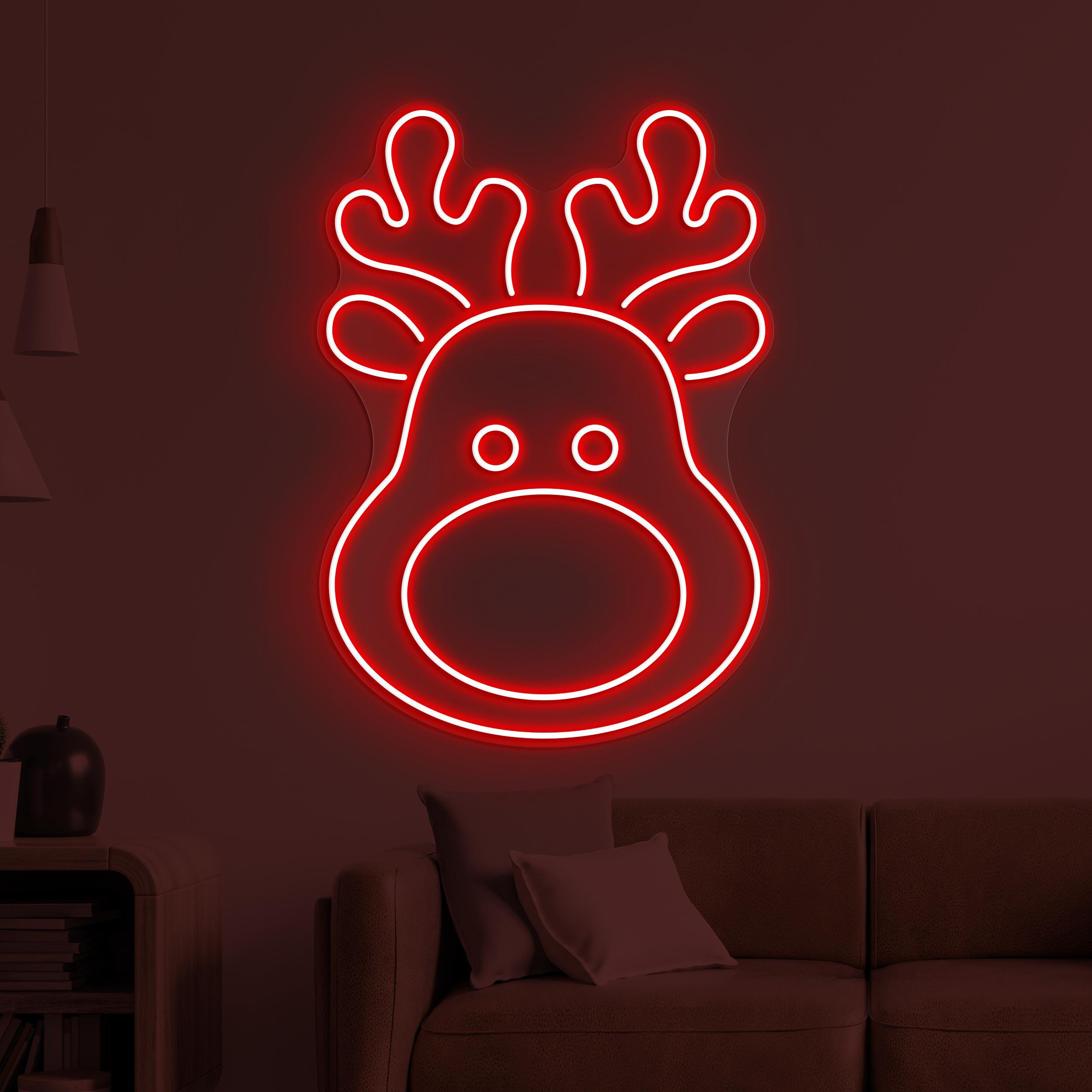 Reindeer Neon Sign, Reindeer LED Light, Deer Head Wall Decor, Animal Shop Wall Art, Christmas Home Decor, Zoo Neon Light, Party Wall Art