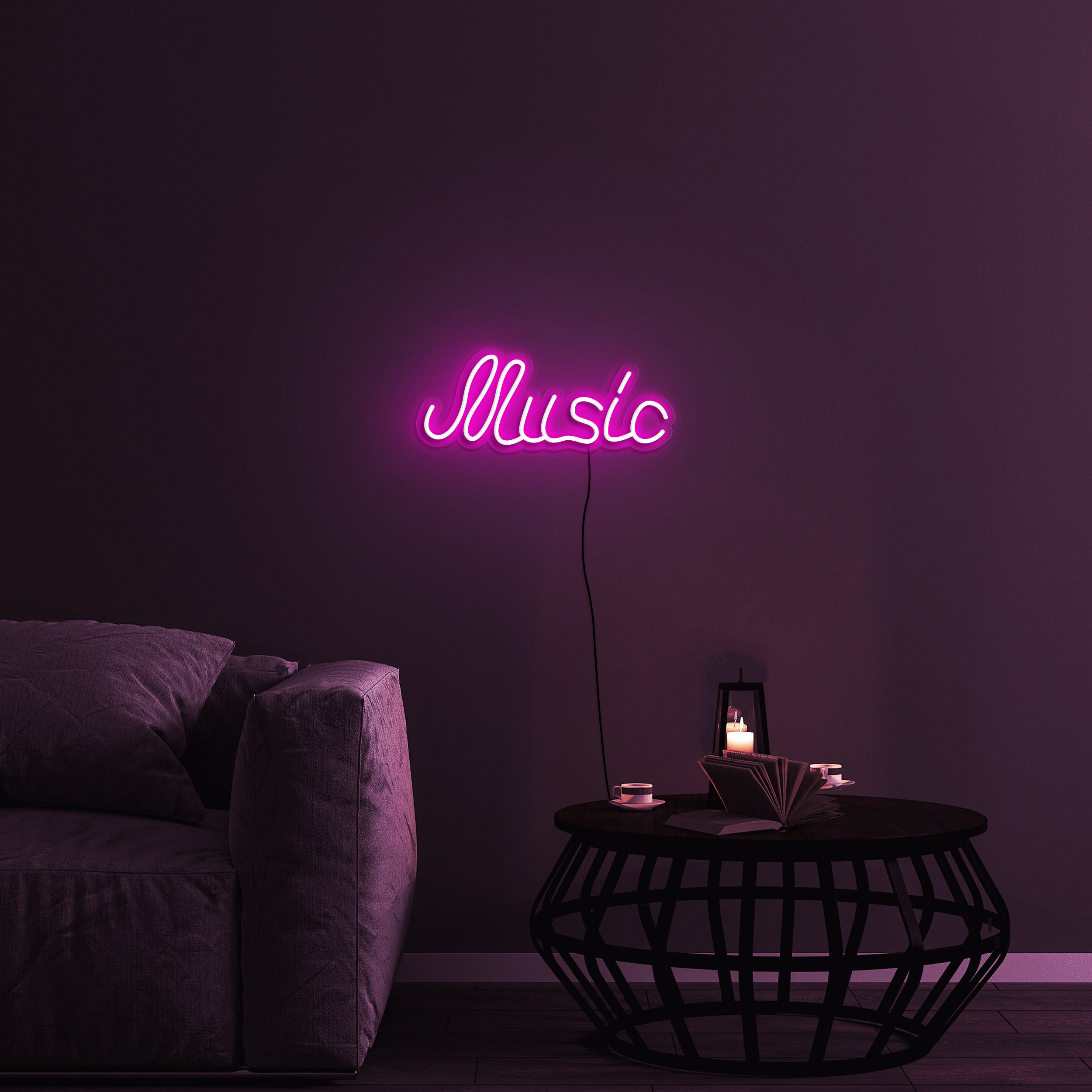 Music Neon Sign, Music Studio Office Decor, USB Powered Neon Light for Home Room Bar, Gift for Her, Led Wall Decor for Bedroom, Party, Club