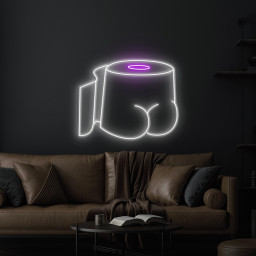 Toilet Paper Butt Neon Sign, Toilet Paper Butt LED Light, Toilet Tissue Wall Decor, Bum Bum Toilet Sign, Led Wall Art, Toilet Roll Art Light