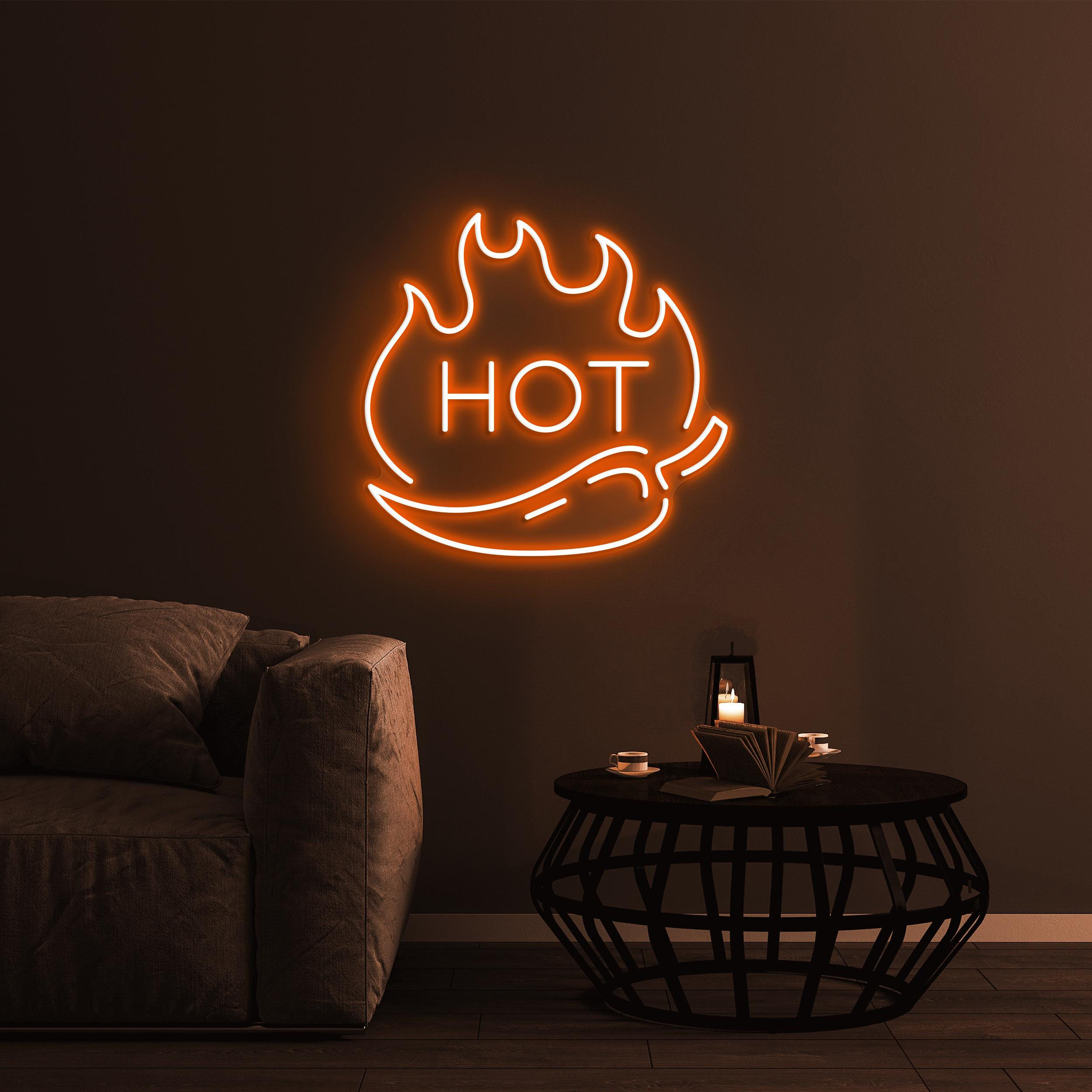 Hot Chili Pepper Neon Sign, Hot Chili Pepper LED Light, Hot Flame Wall Decor, Spicy Sensation Decor, Fire Chili Art, Spice Pepper Lover Gift