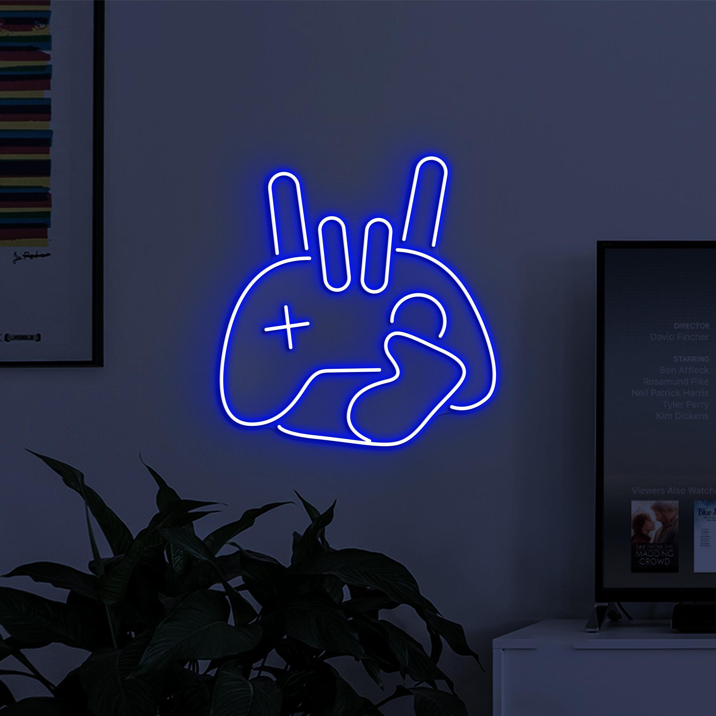 Game Rock Neon Sign, Game Rock LED Light, Game Rock Hand Wall Decor, Game Controller Neon Art, Kids Room Wall Art, Game Room Neon Light