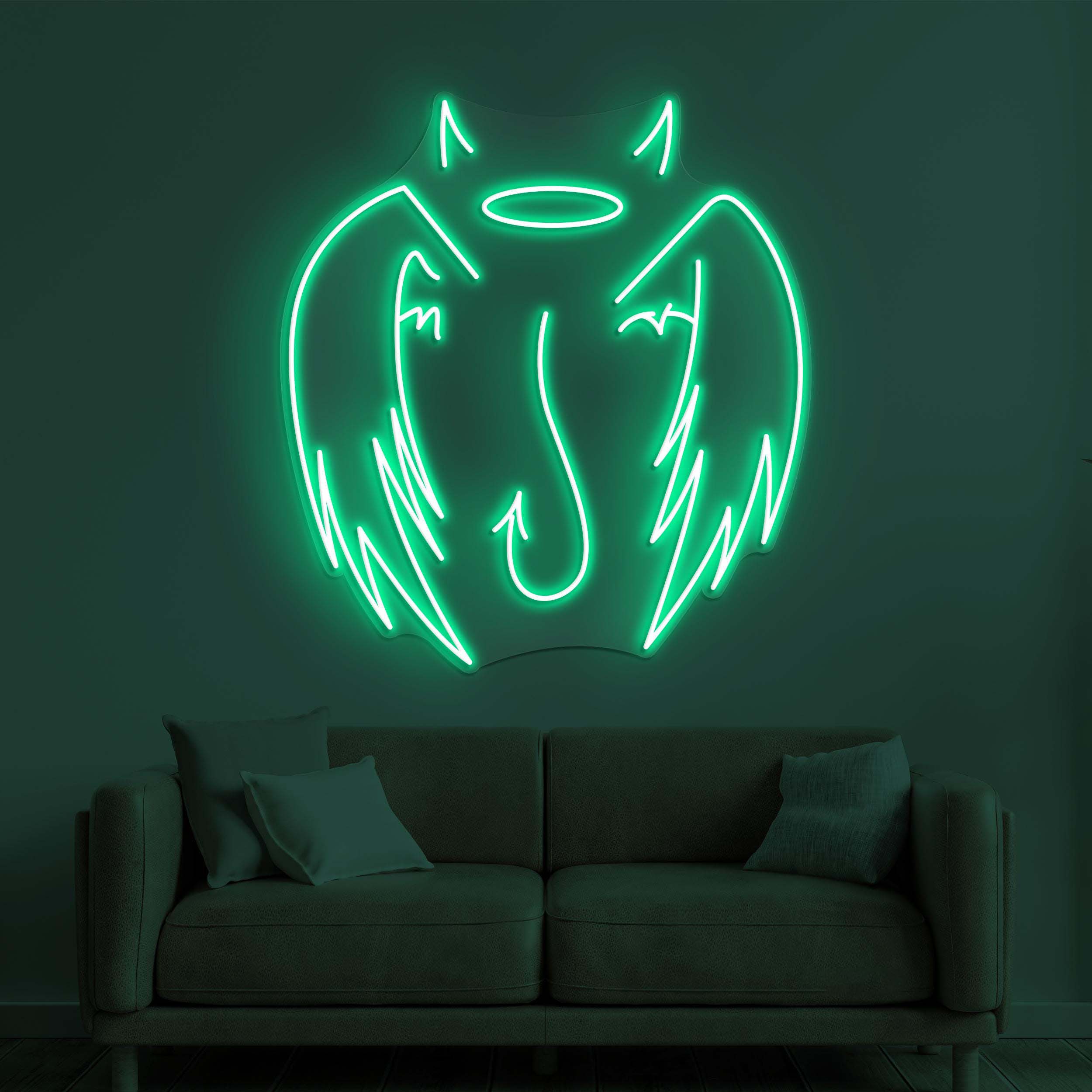 Angel & Devil Wings Neon Sign, Angel and Devil Wings LED Light, Devil Horn Wall Art, Home Wall Decor, Evil Horns Sign, Room or Party Decor