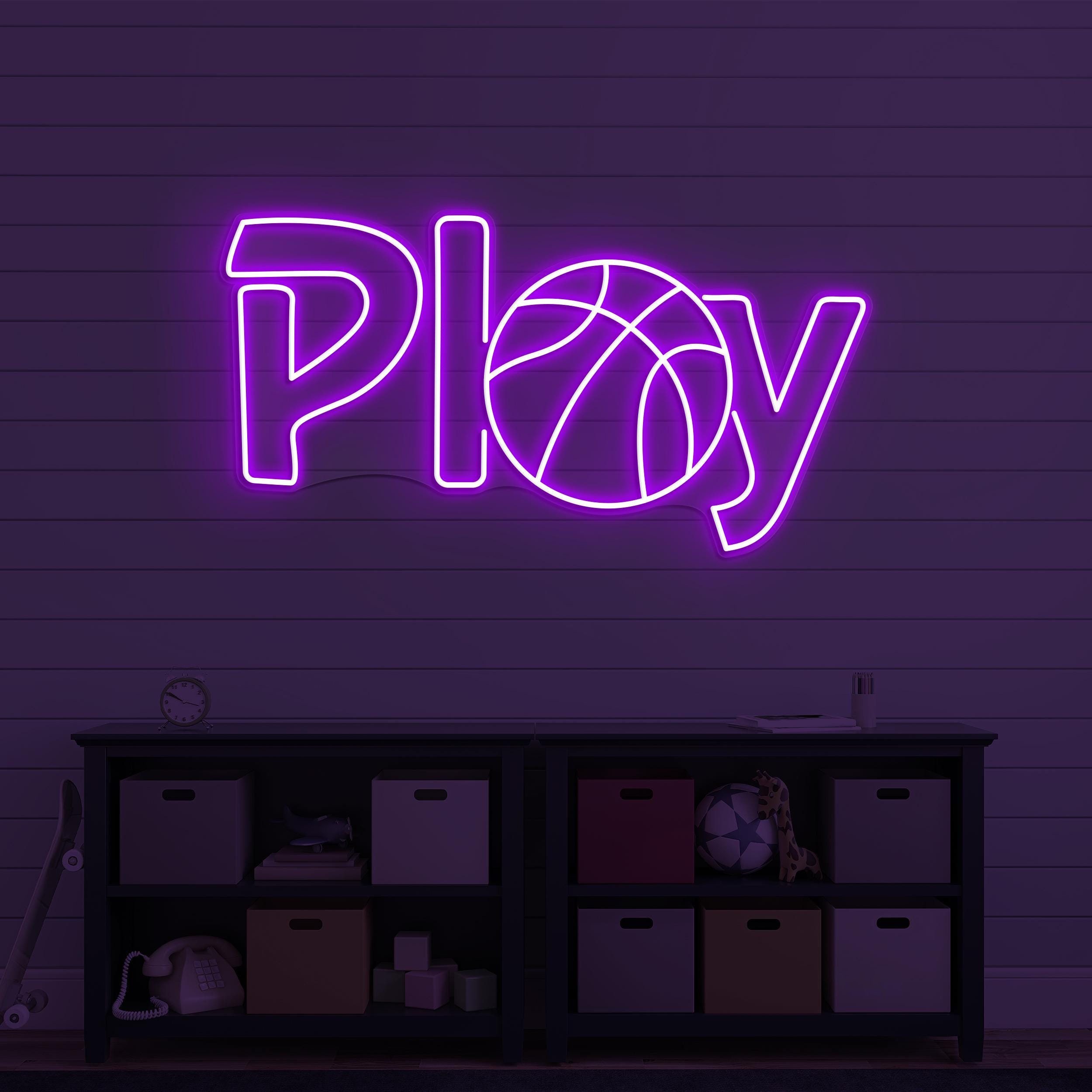 Play Neon Sign, Play LED Light, Basketball Play Wall Decor, Sports Shop Neon Wall Art, Basketball Club Neon Light, Game Room Led Neon Sign