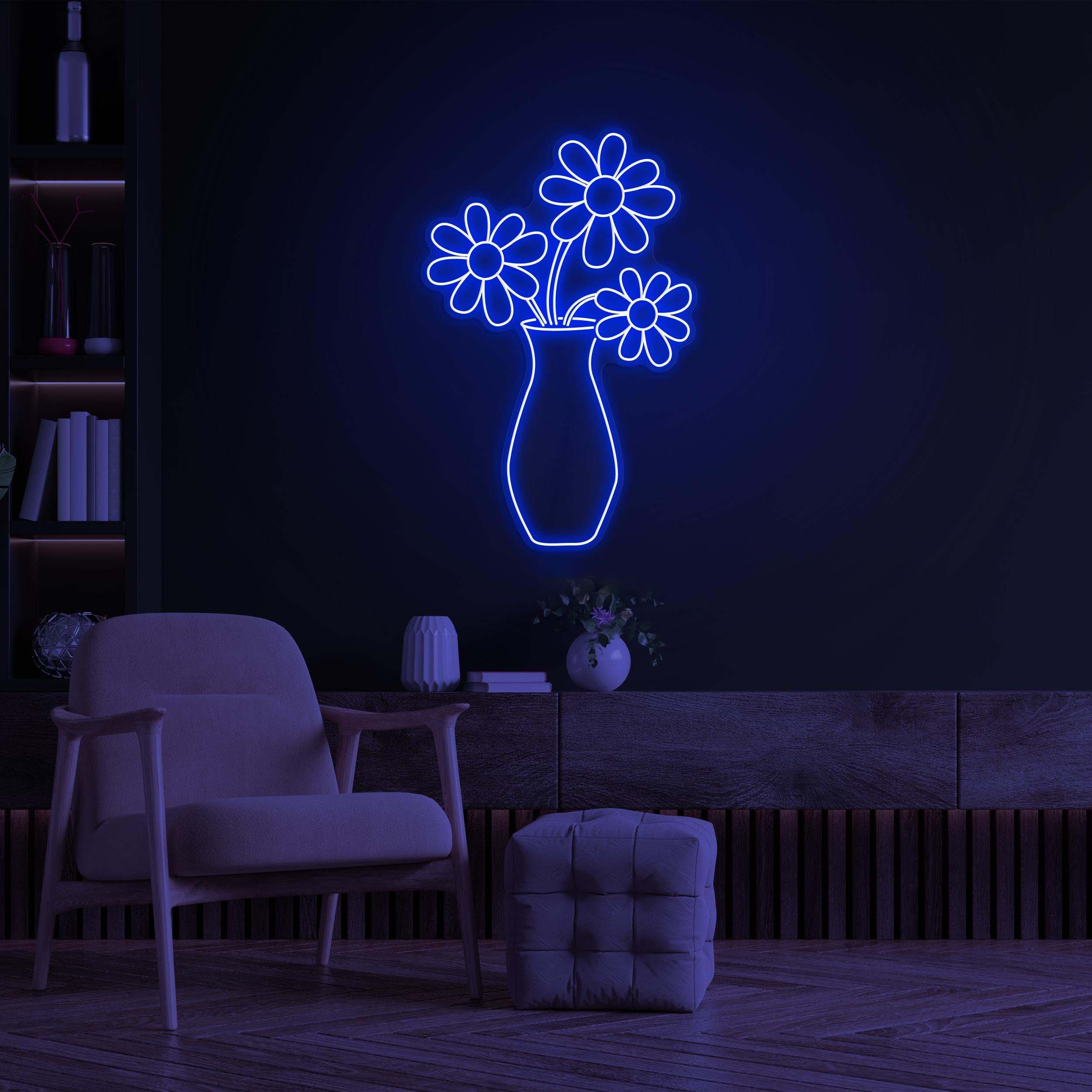 Flower Vase Neon Sign, Flower Bouquet LED Light, Flower Bouquet Neon Art, Decoration for Home, Party, Garden & Yard, Gift for Her and Him