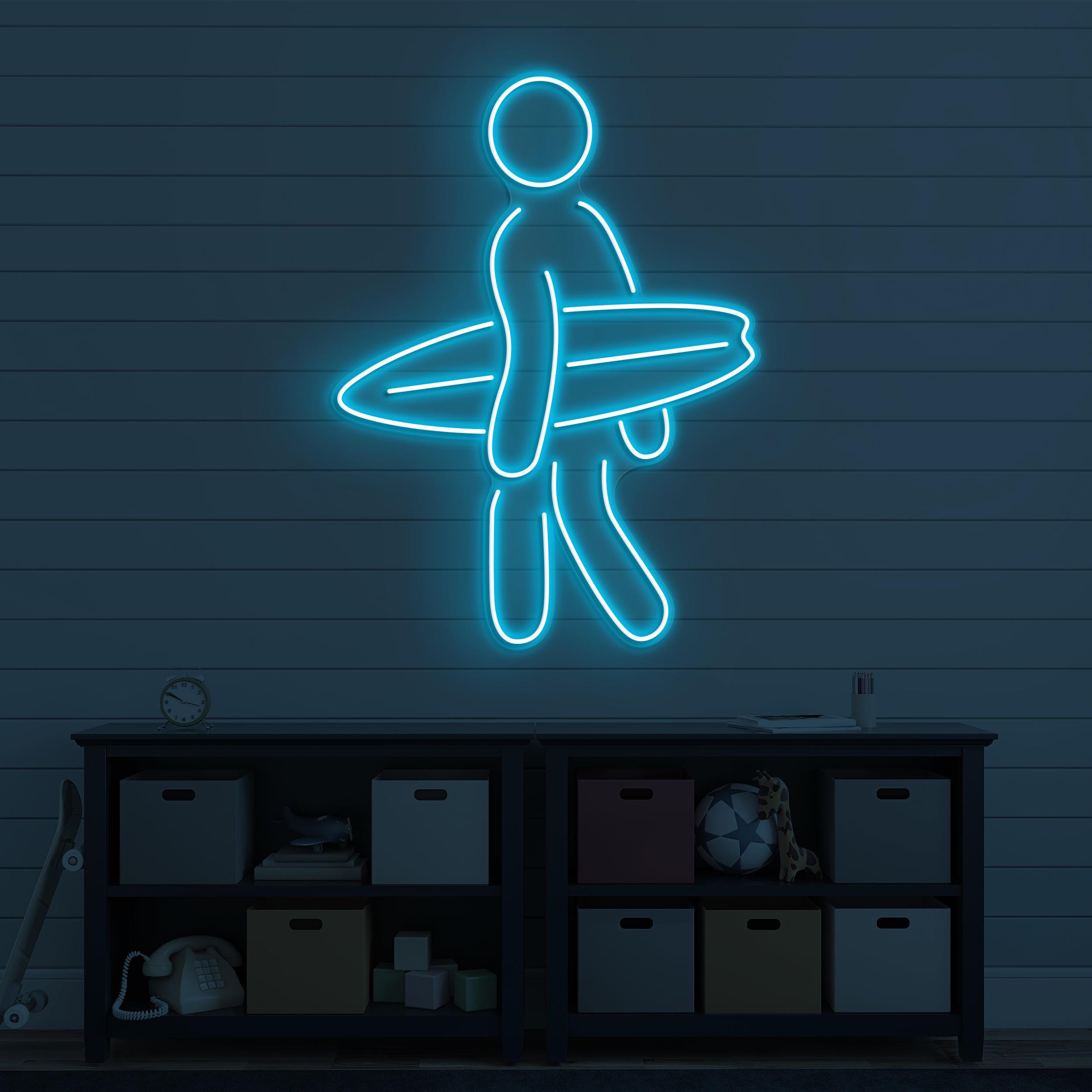 Surfer Boy Neon Sign, Surfer Boy LED Light, Surfboard Wall Decor, Sea Day Led Sign, Beach Wall Art, Beach Neon Light, Summer Neon Sign, Gift