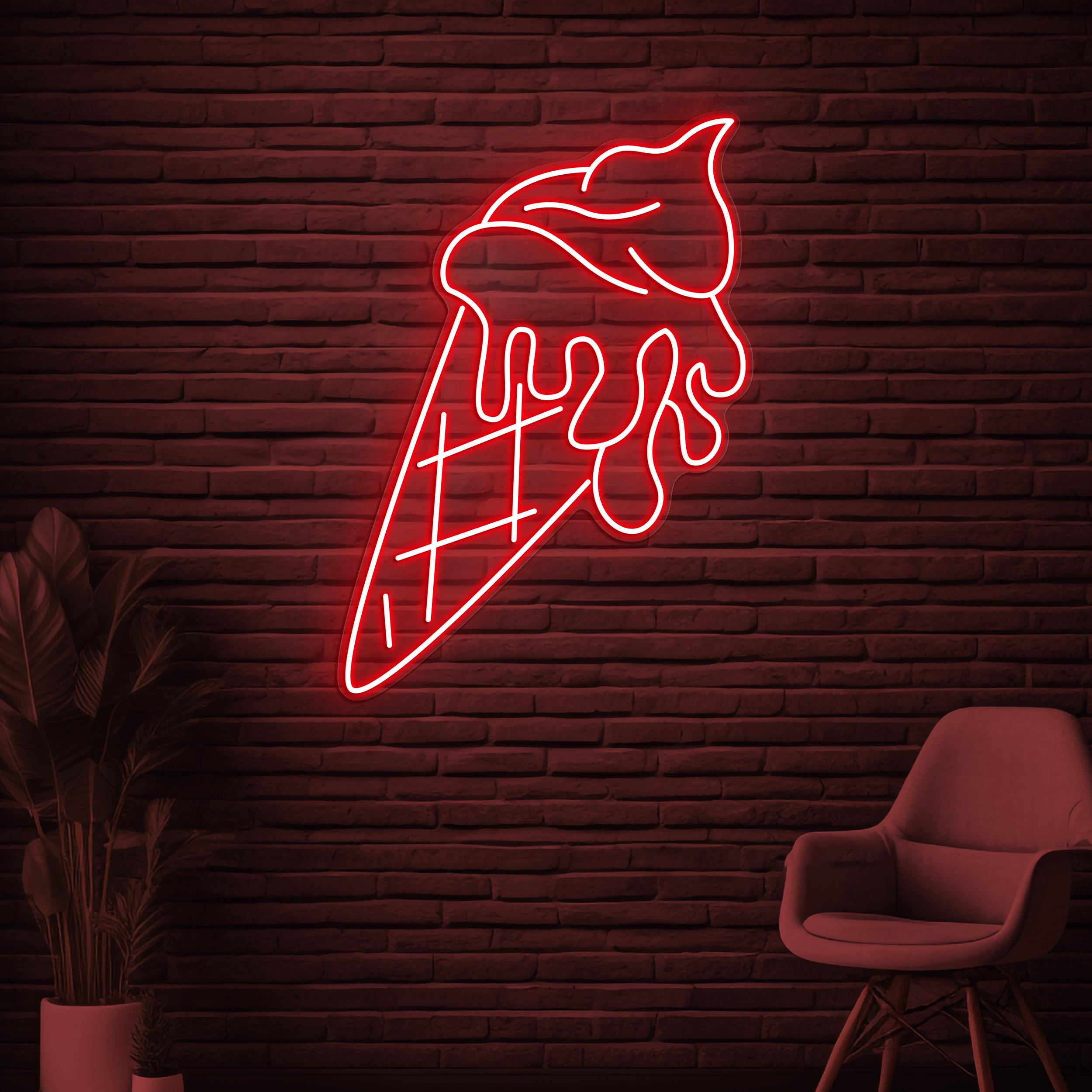 Cone Ice Cream Neon Sign, Cone Ice Cream LED Light, Ice Cream Shop Wall Decor, Decor for Cafe, Bar, Dessert Spot, Ice Cream Display Sign