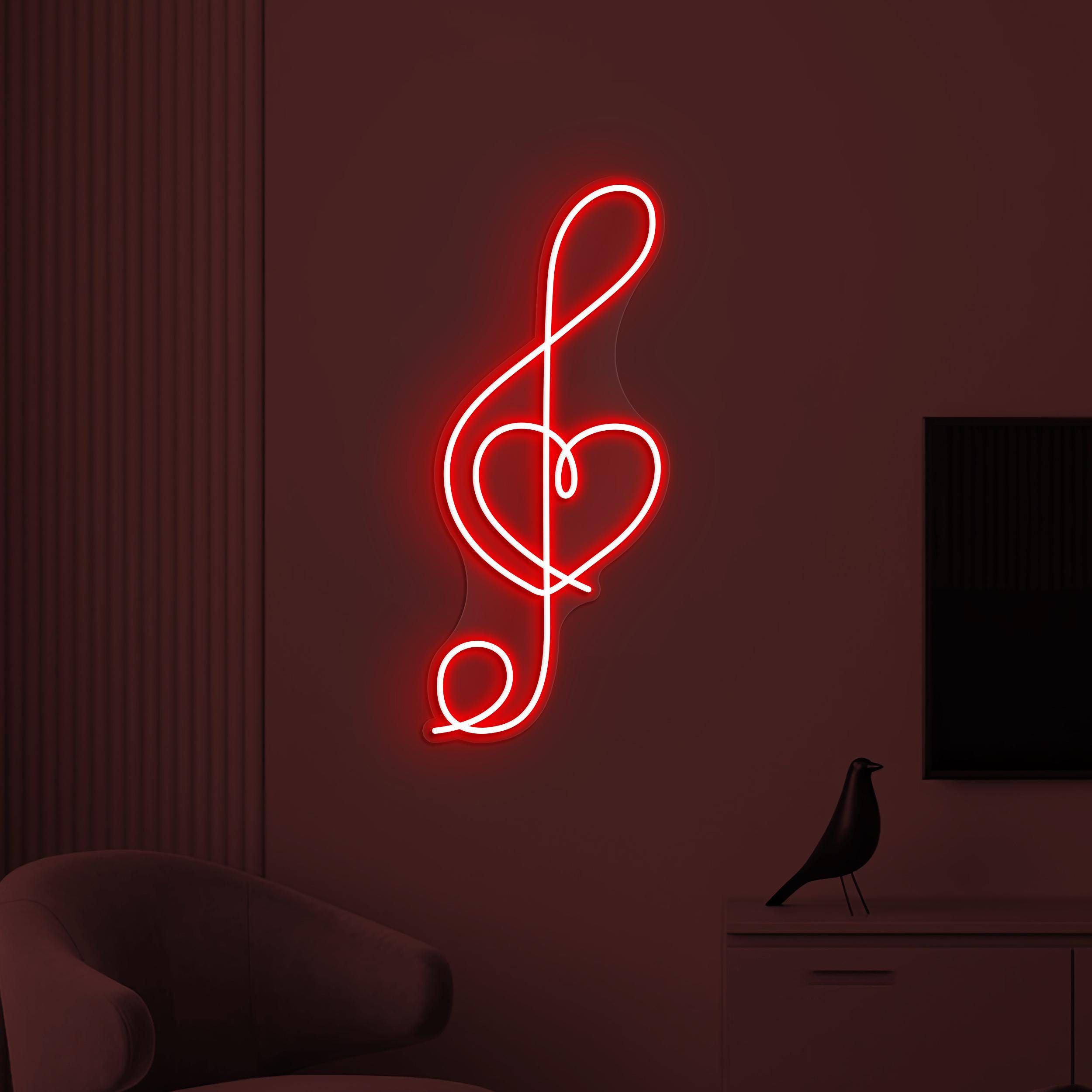 Music Note Neon Sign, Music Note LED Light, Heart Music Note Wall Decor, Music Studio Wall Art, Music Room Neon Light, Gift for Music Lover